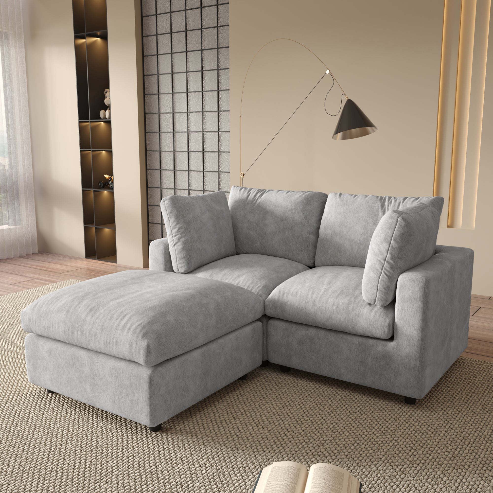 Modular Sectional Sofa, Modern Chenille L Shaped Cloud Couches, SF142