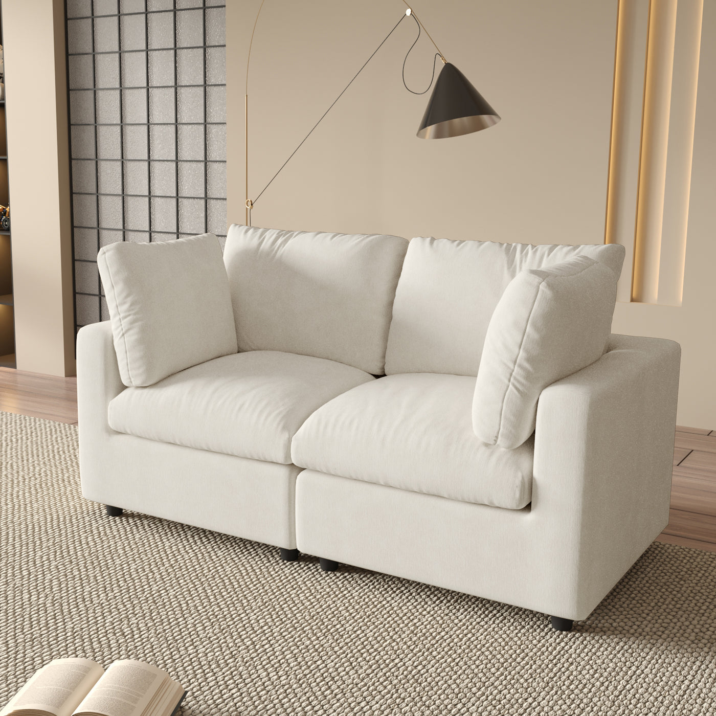 Modular Sectional Sofa, Modern Chenille L Shaped Cloud Couches, SF142
