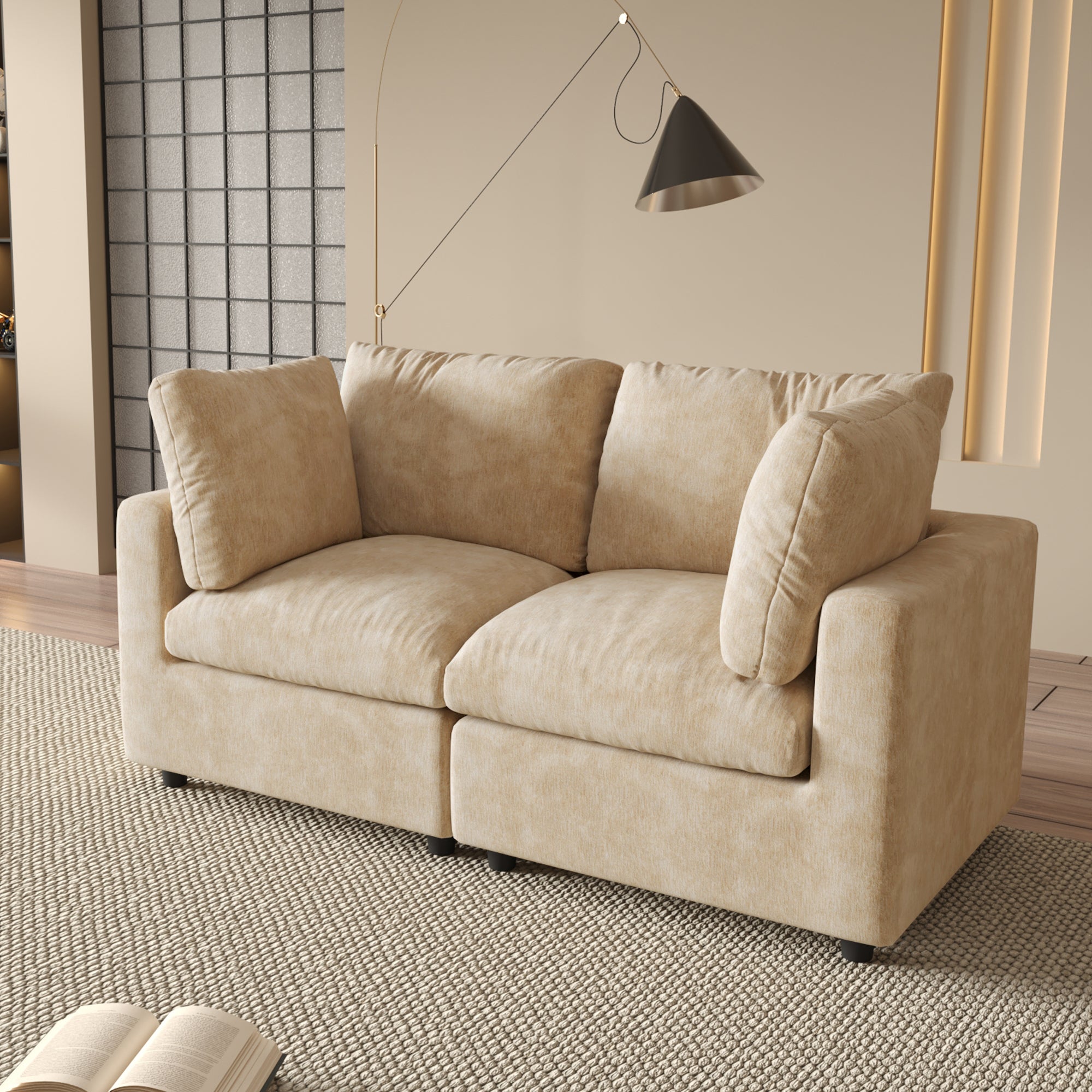Modular Sectional Sofa, Modern Chenille L Shaped Cloud Couches, SF142