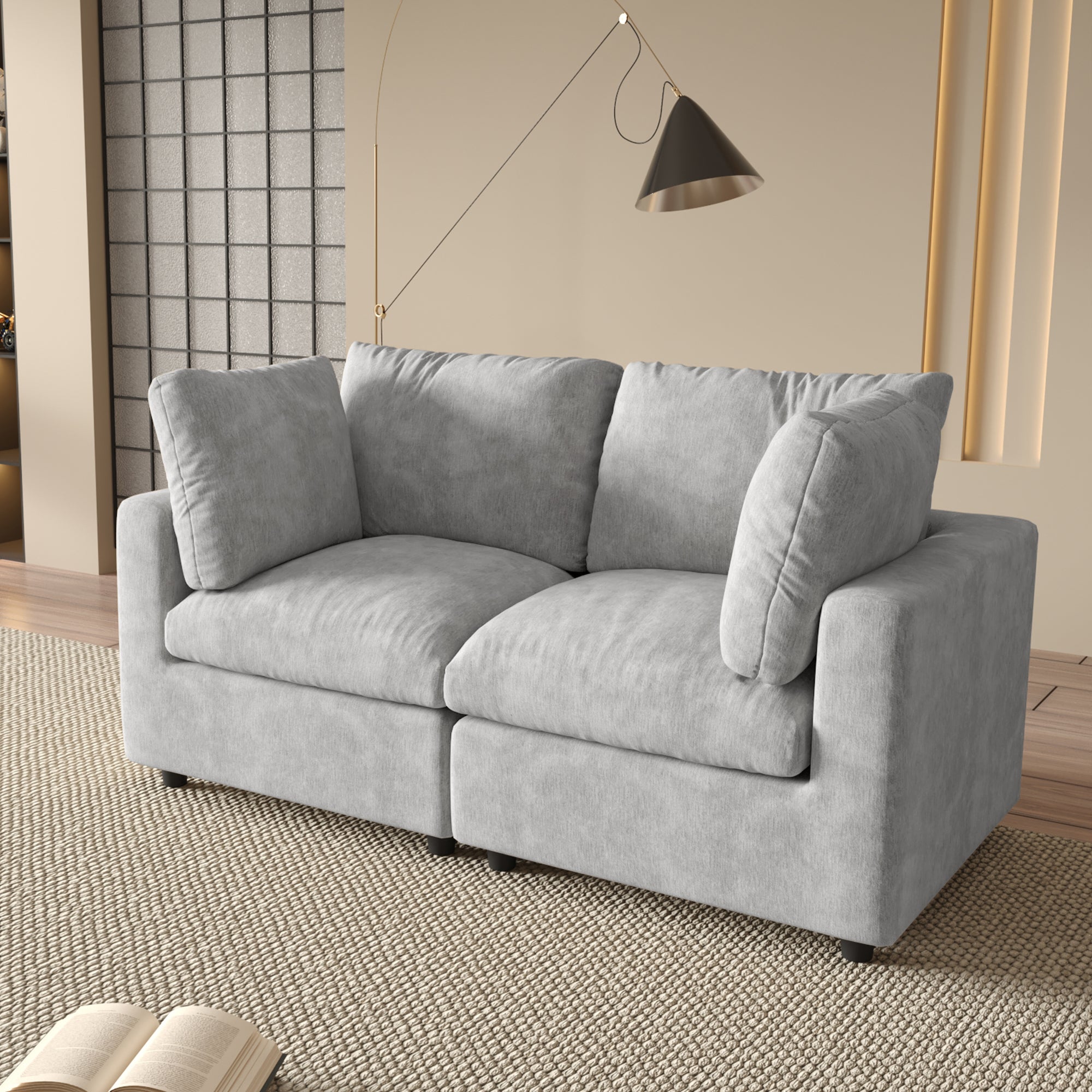 Modular Sectional Sofa, Modern Chenille L Shaped Cloud Couches, SF142