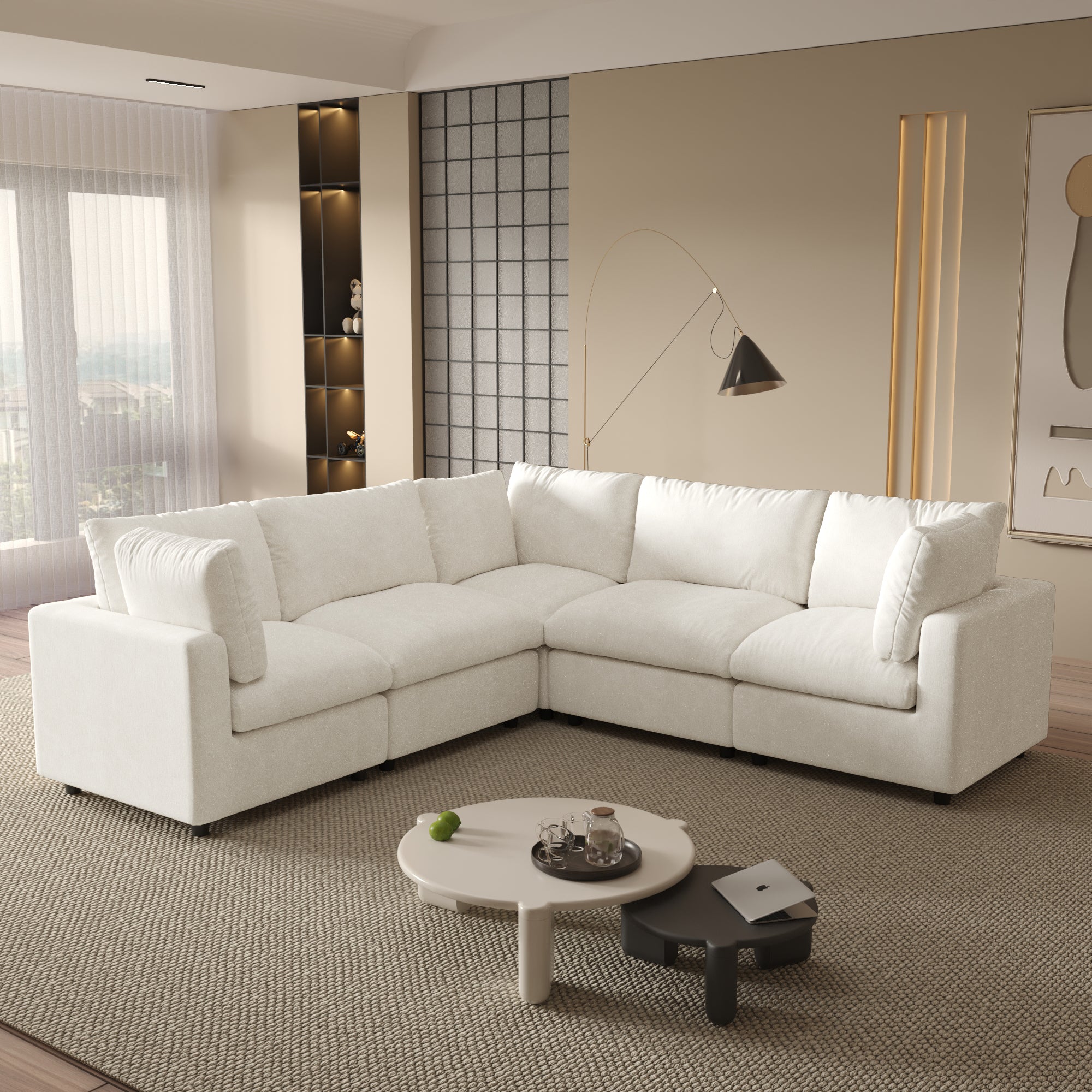 Modular Sectional Sofa, Modern Chenille L Shaped Cloud Couches, SF142