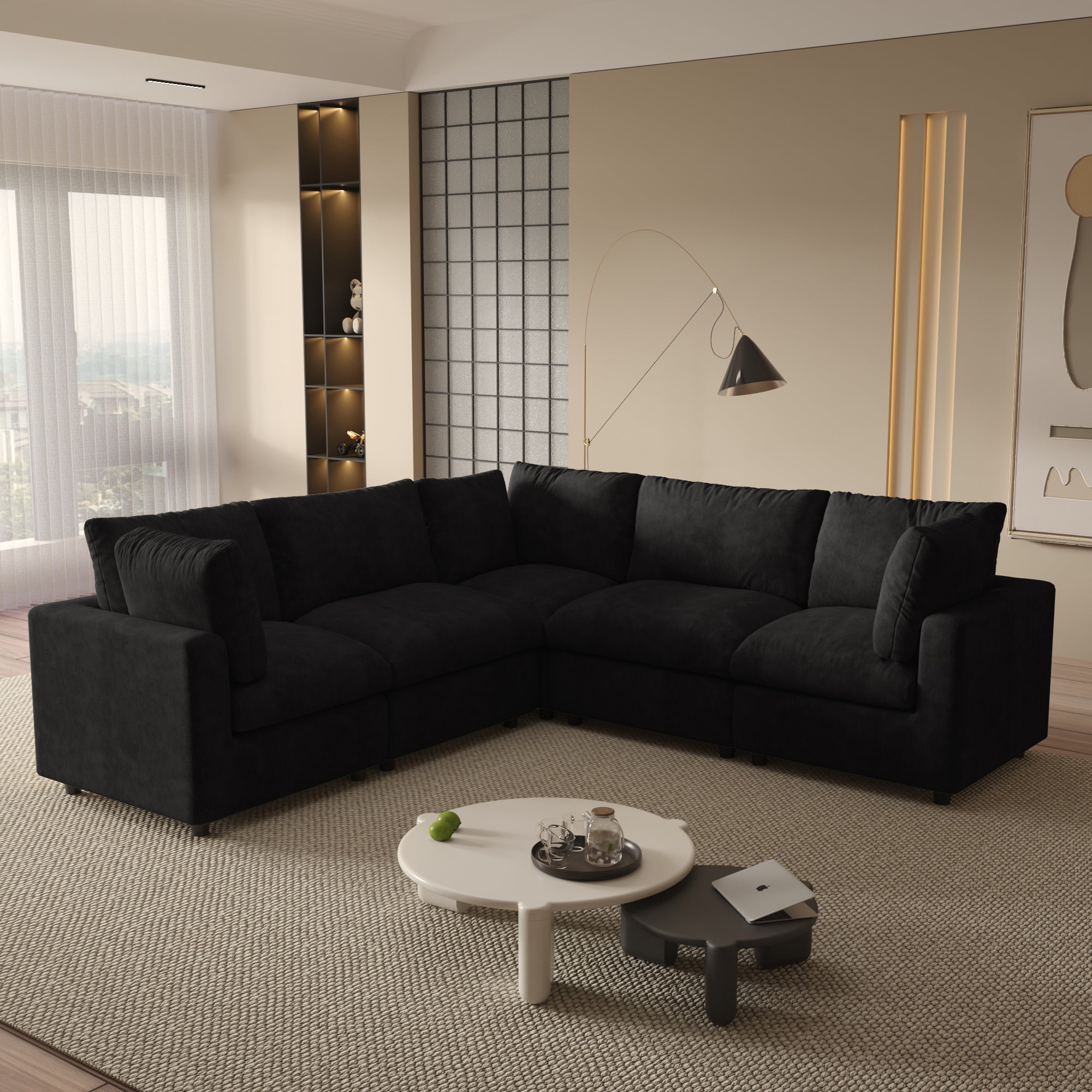 Modular Sectional Sofa, Modern Chenille L Shaped Cloud Couches, SF142