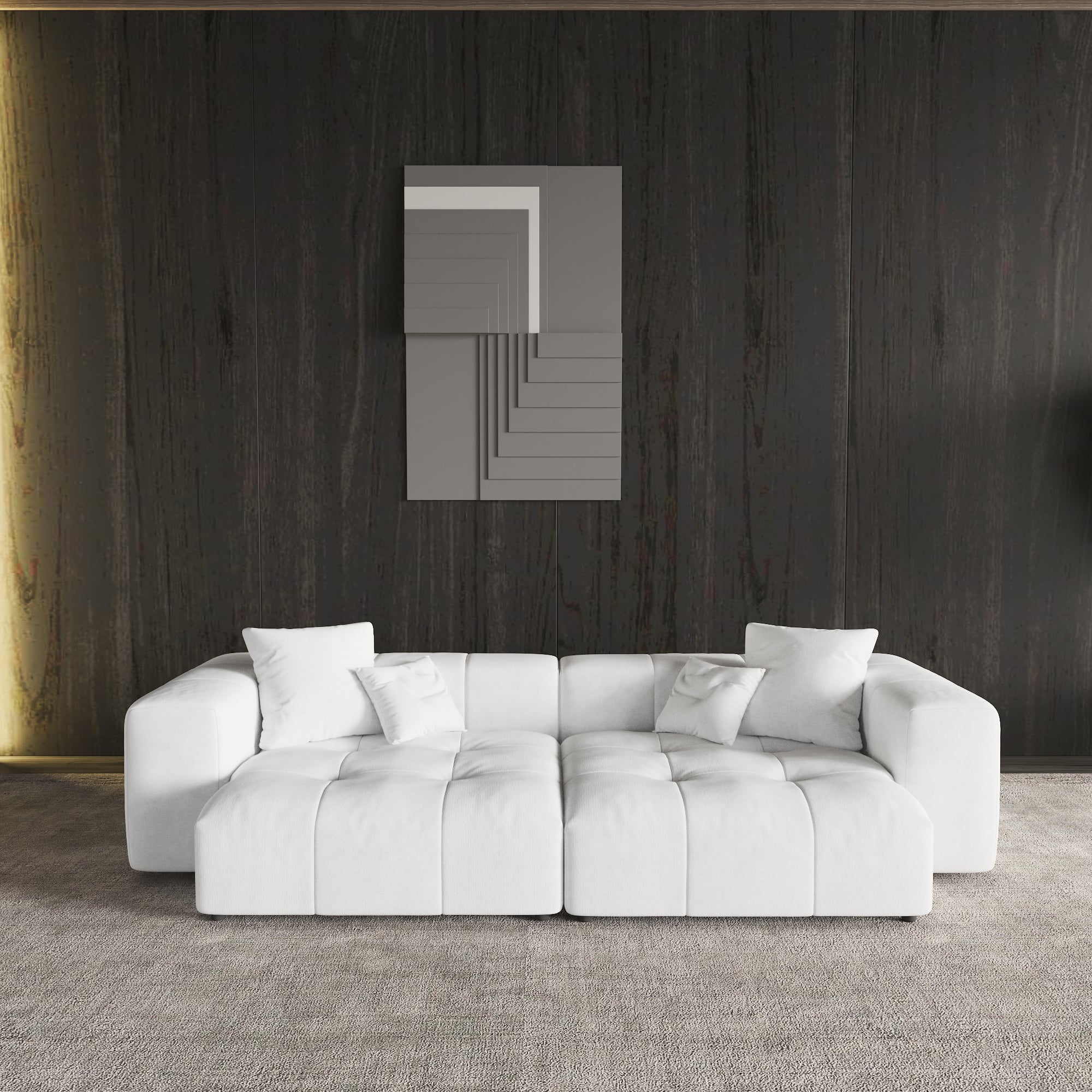 Modern Linen Sectional Sofa Cloud Couch
