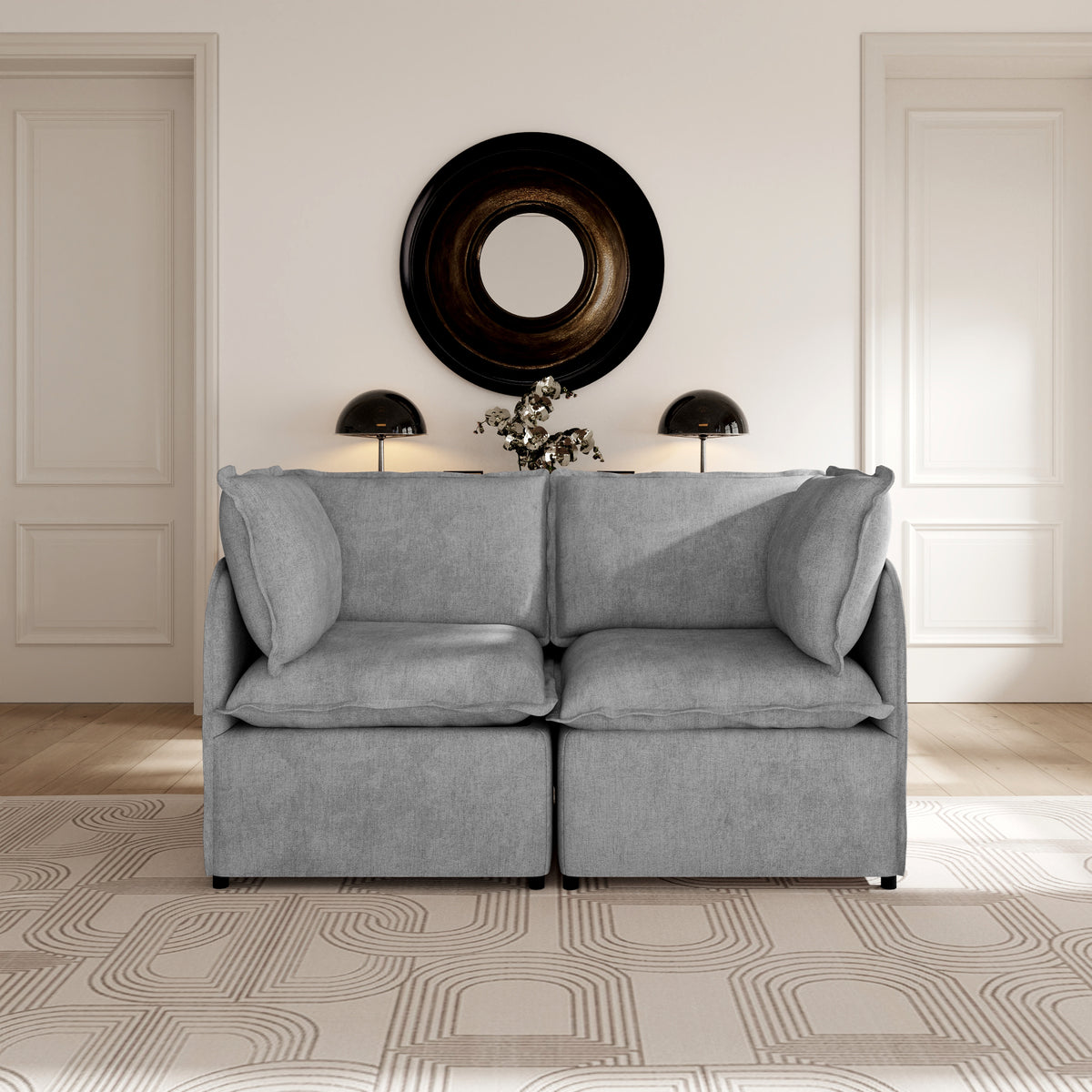Oversized Modular Sectional Couch, Deep Seating Linen-Look Cloud Sofa Set with Removable Covers for Living Room