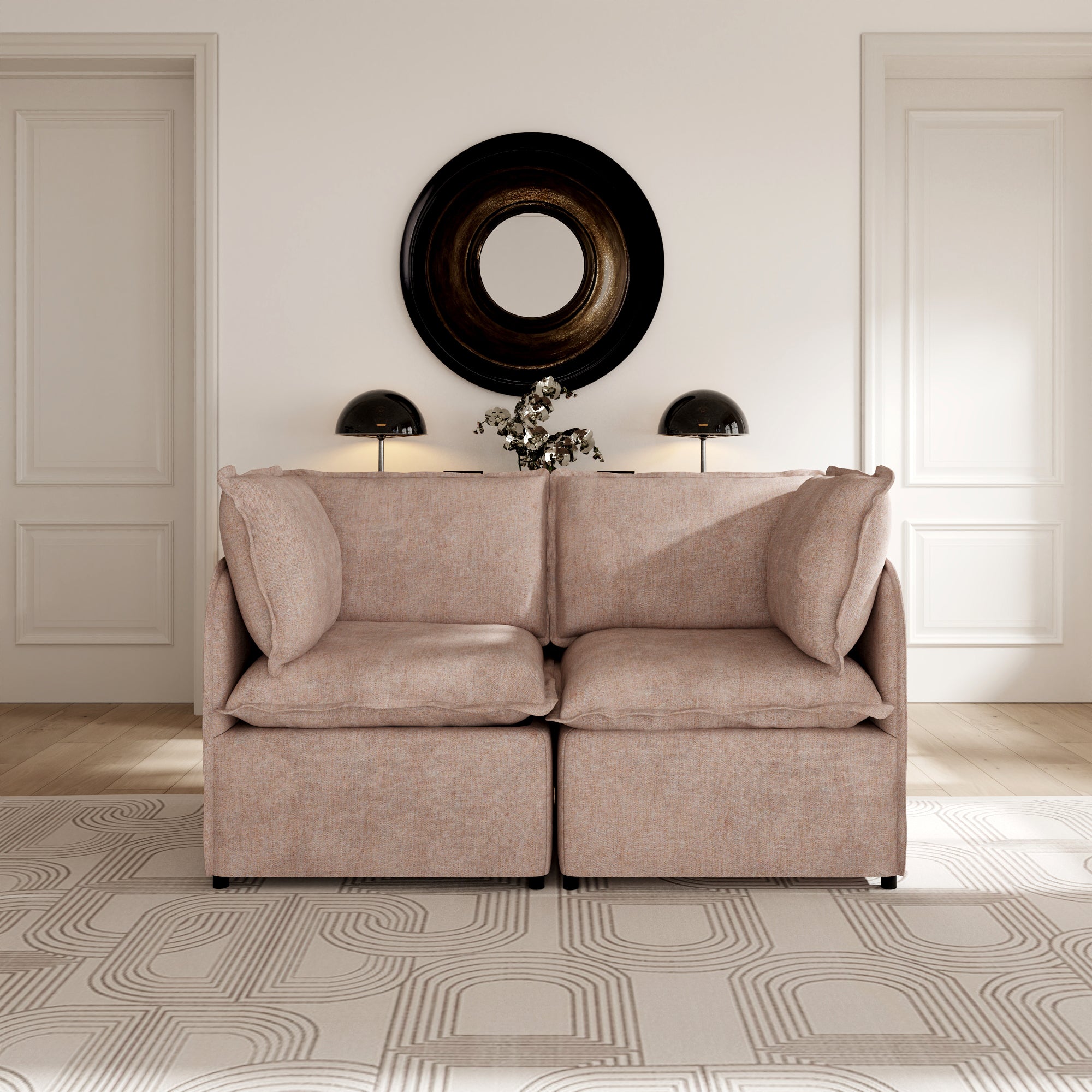 Oversized Modular Sectional Couch, Deep Seating Linen-Look Cloud Sofa Set with Removable Covers for Living Room