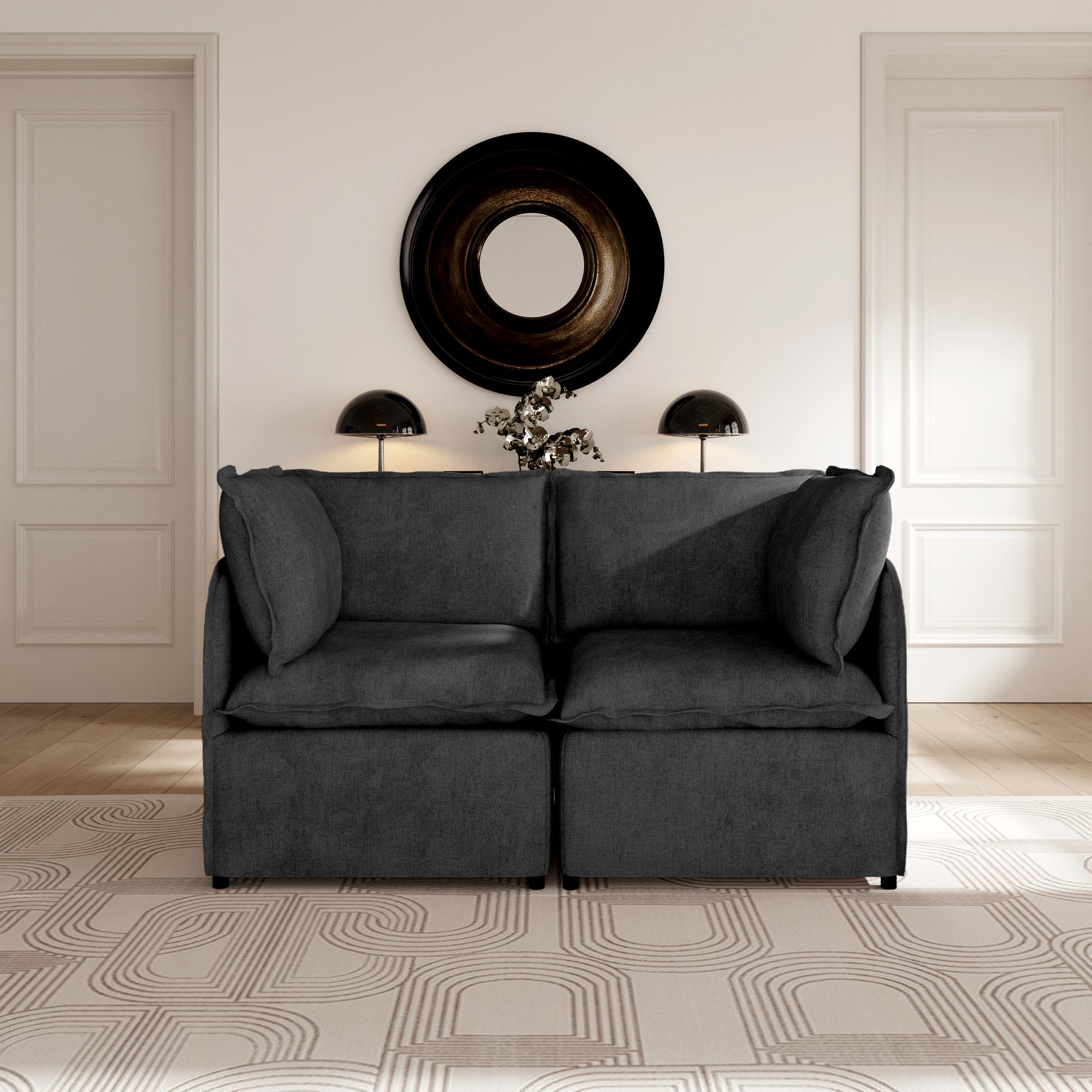 Oversized Modular Sectional Couch, Deep Seating Linen-Look Cloud Sofa Set with Removable Covers for Living Room