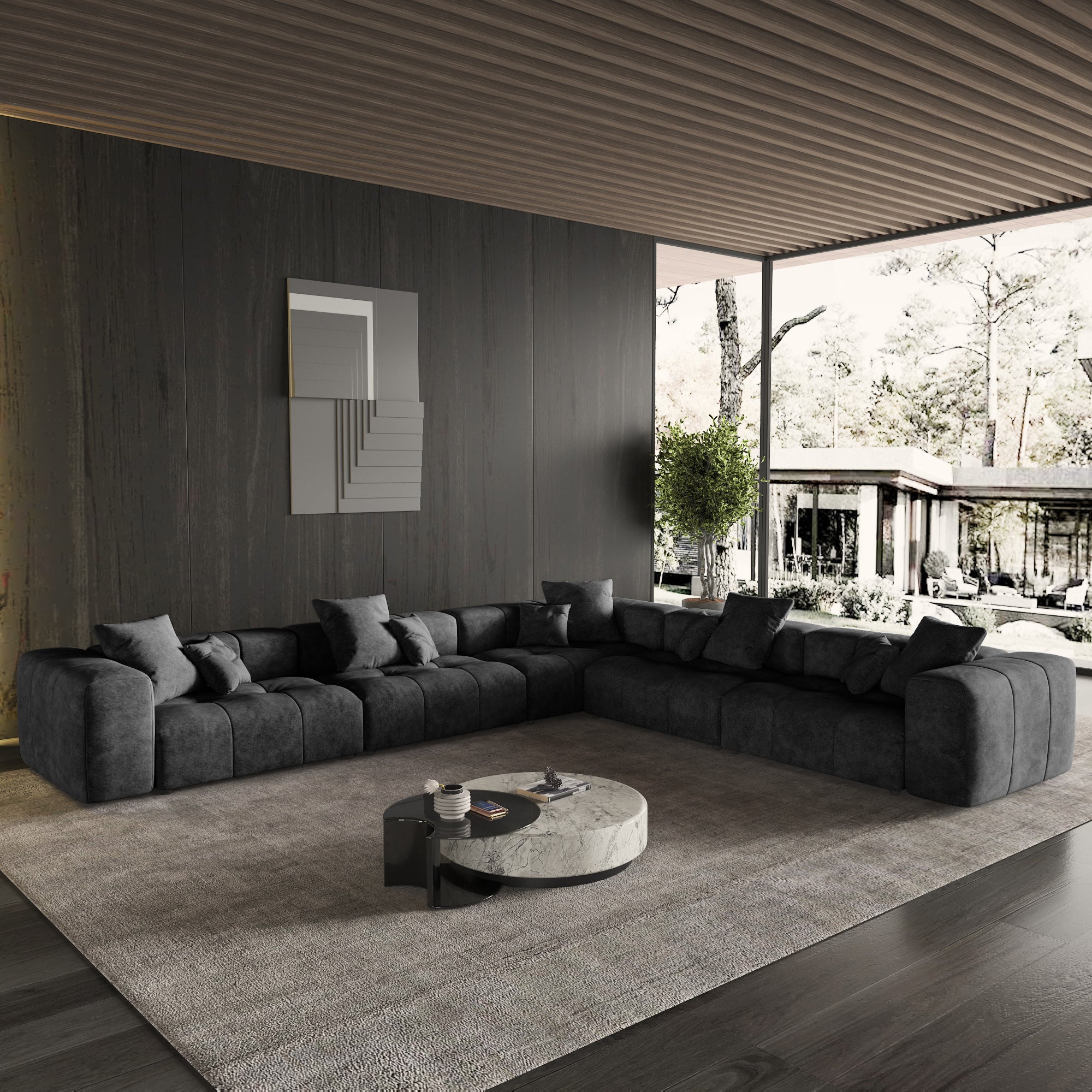 Modern Linen Sectional Sofa Cloud Couch