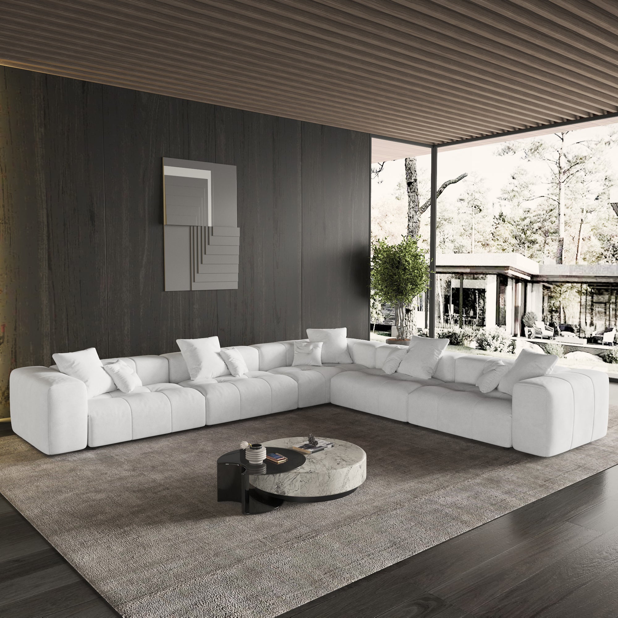 Modern Linen Sectional Sofa Cloud Couch