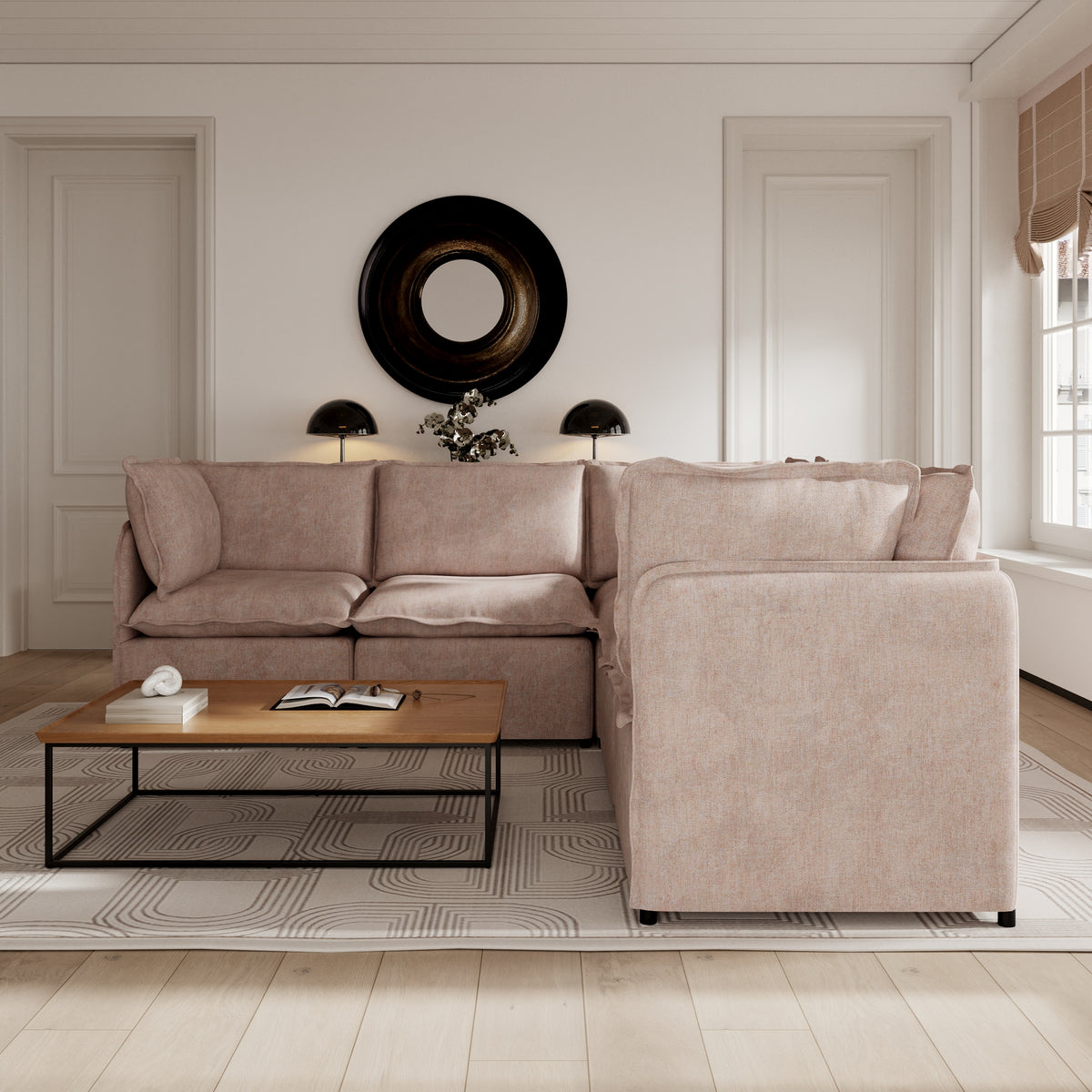 Oversized Modular Sectional Couch, Deep Seating Linen-Look Cloud Sofa Set with Removable Covers for Living Room