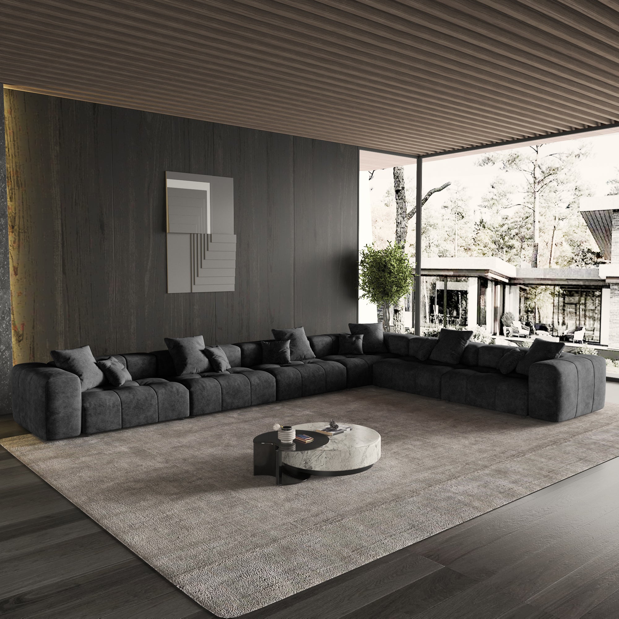 Modern Linen Sectional Sofa Cloud Couch