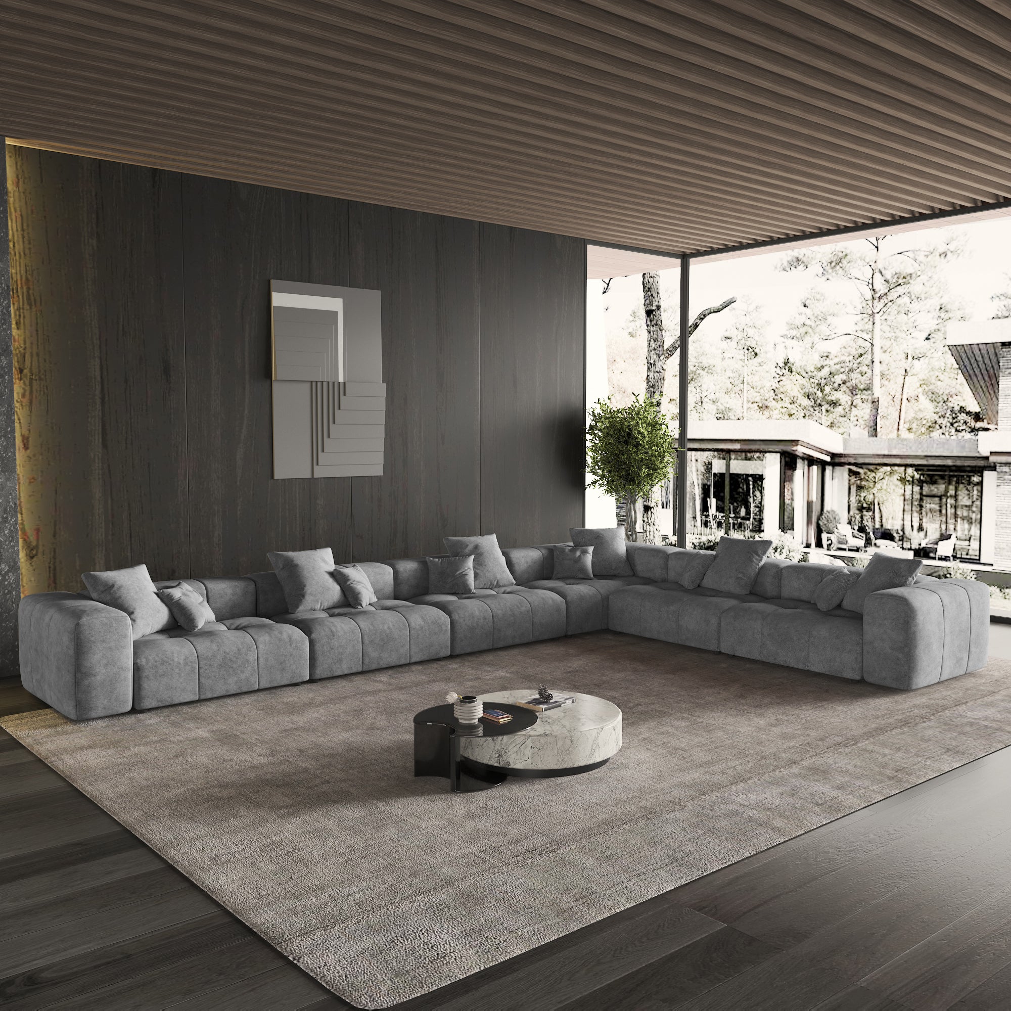 Modern Linen Sectional Sofa Cloud Couch