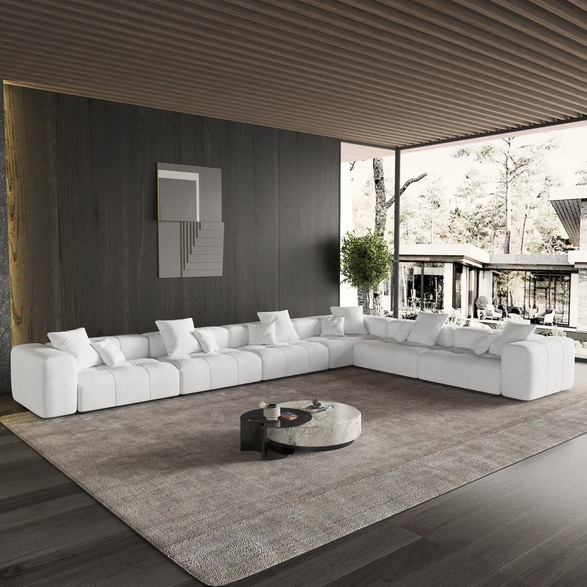 Modern Linen Sectional Sofa Cloud Couch