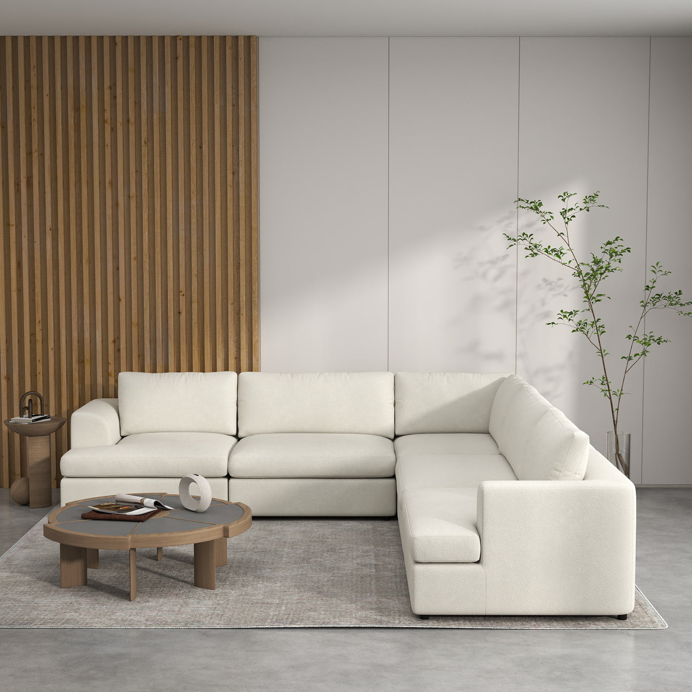 Modern Bouclé Modular Sectional Sofa, Deep Seat Oversized Cloud Couch for Living Room, SF145