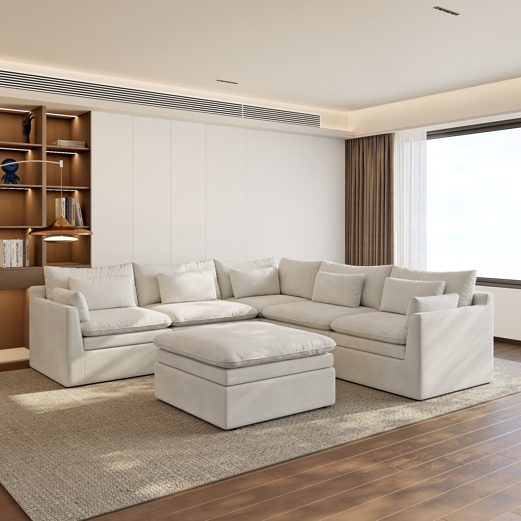Modular Sectional Sofa, Cloud Couch, Deep Seat Sectional Couch for Living Room