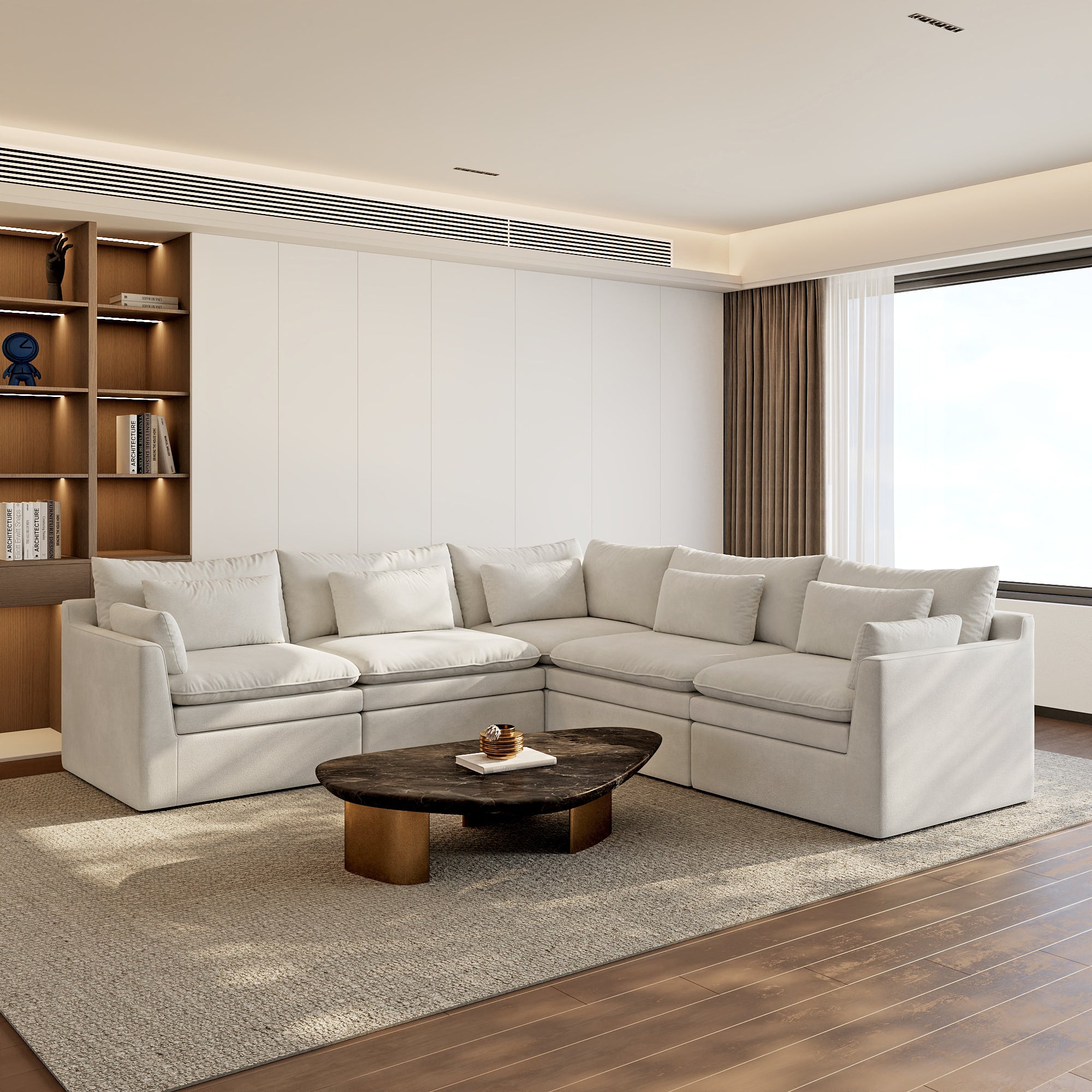 Modular Sectional Sofa, Cloud Couch, Deep Seat Sectional Couch for Living Room