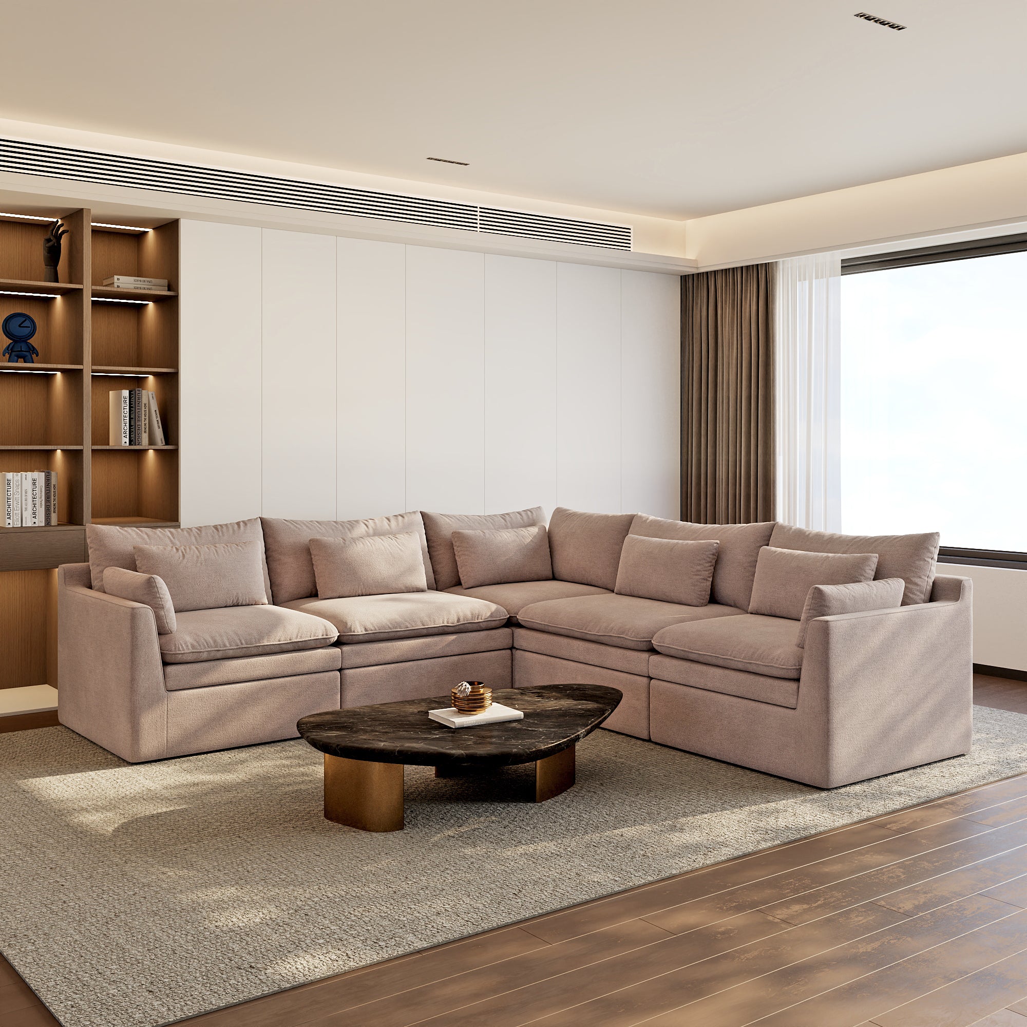 Modular Sectional Sofa, Cloud Couch, Deep Seat Sectional Couch for Living Room
