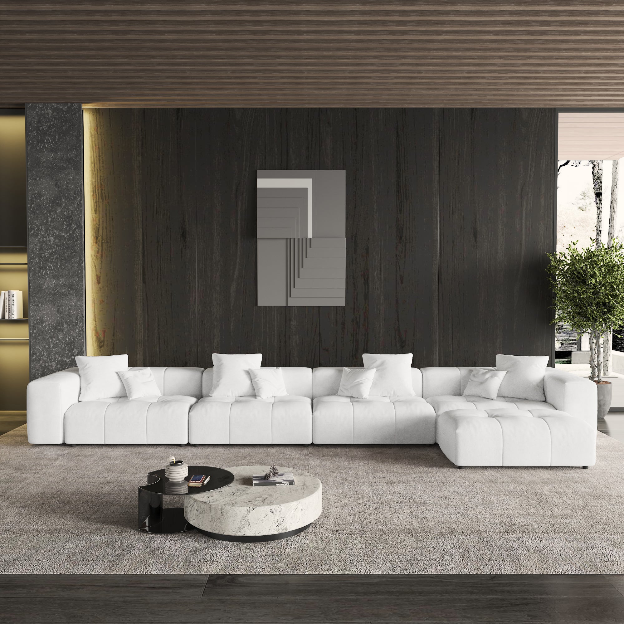 Modern Linen Sectional Sofa Cloud Couch