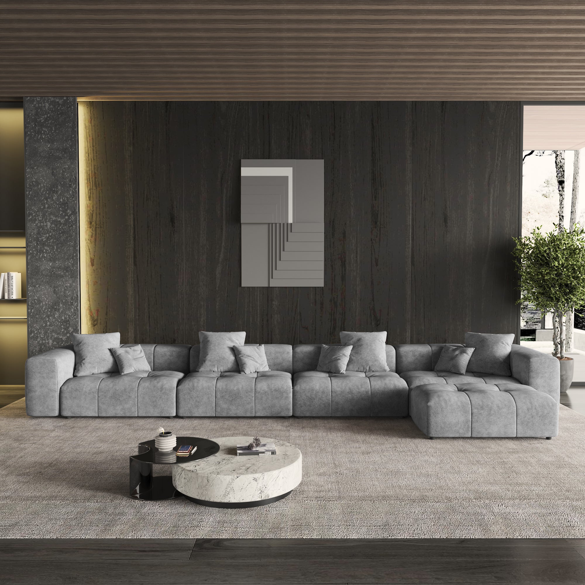 Modern Linen Sectional Sofa Cloud Couch