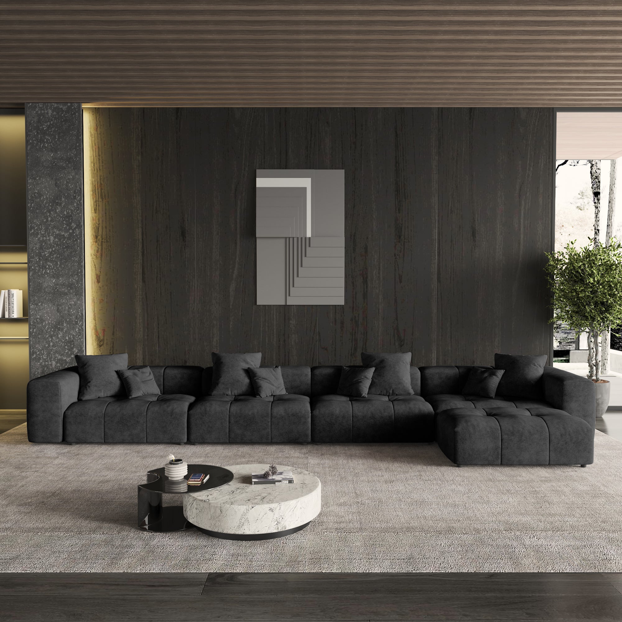 Modern Linen Sectional Sofa Cloud Couch