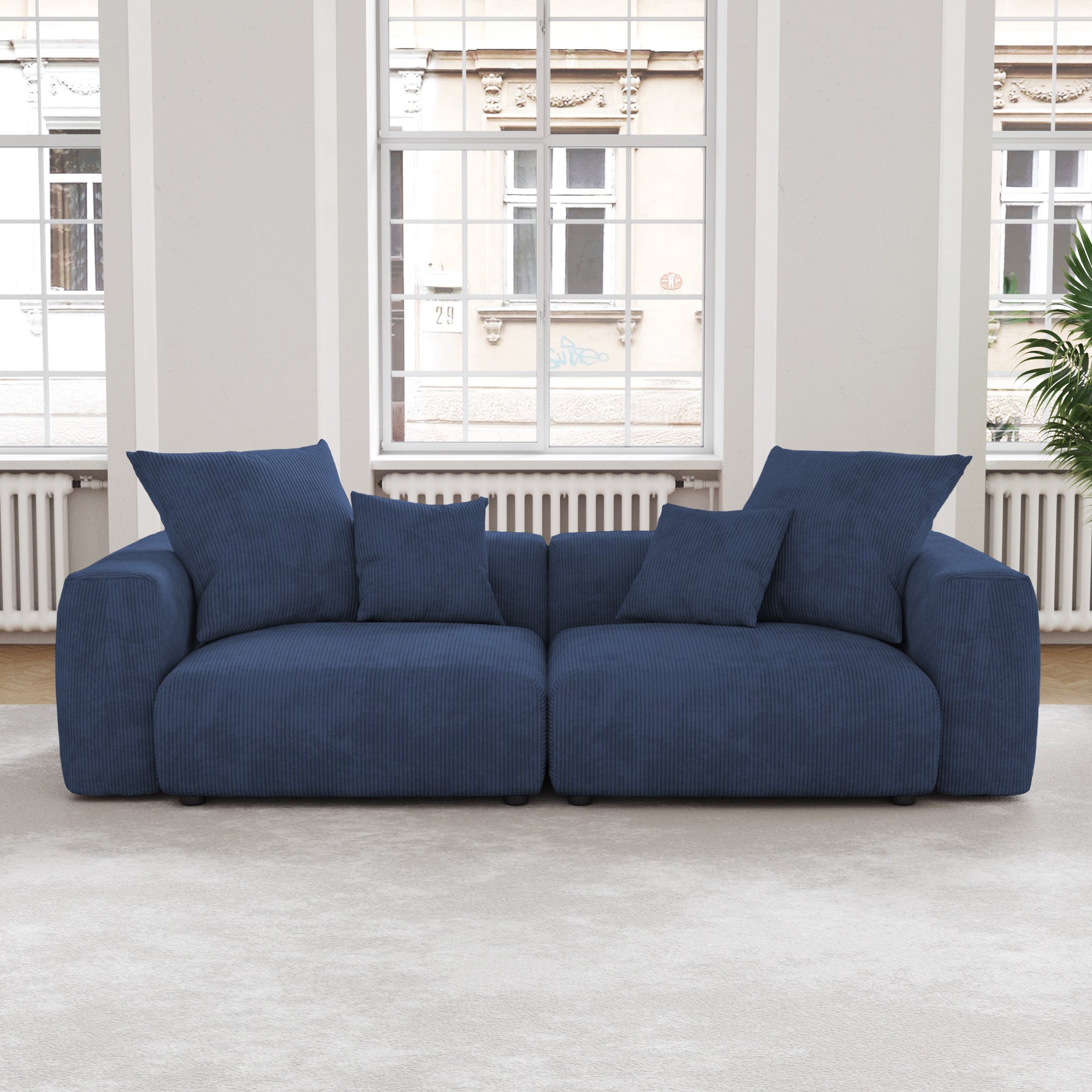 Convertible Sectional Sofa Modular Couch, Modern Corduroy Sofa, SF126
