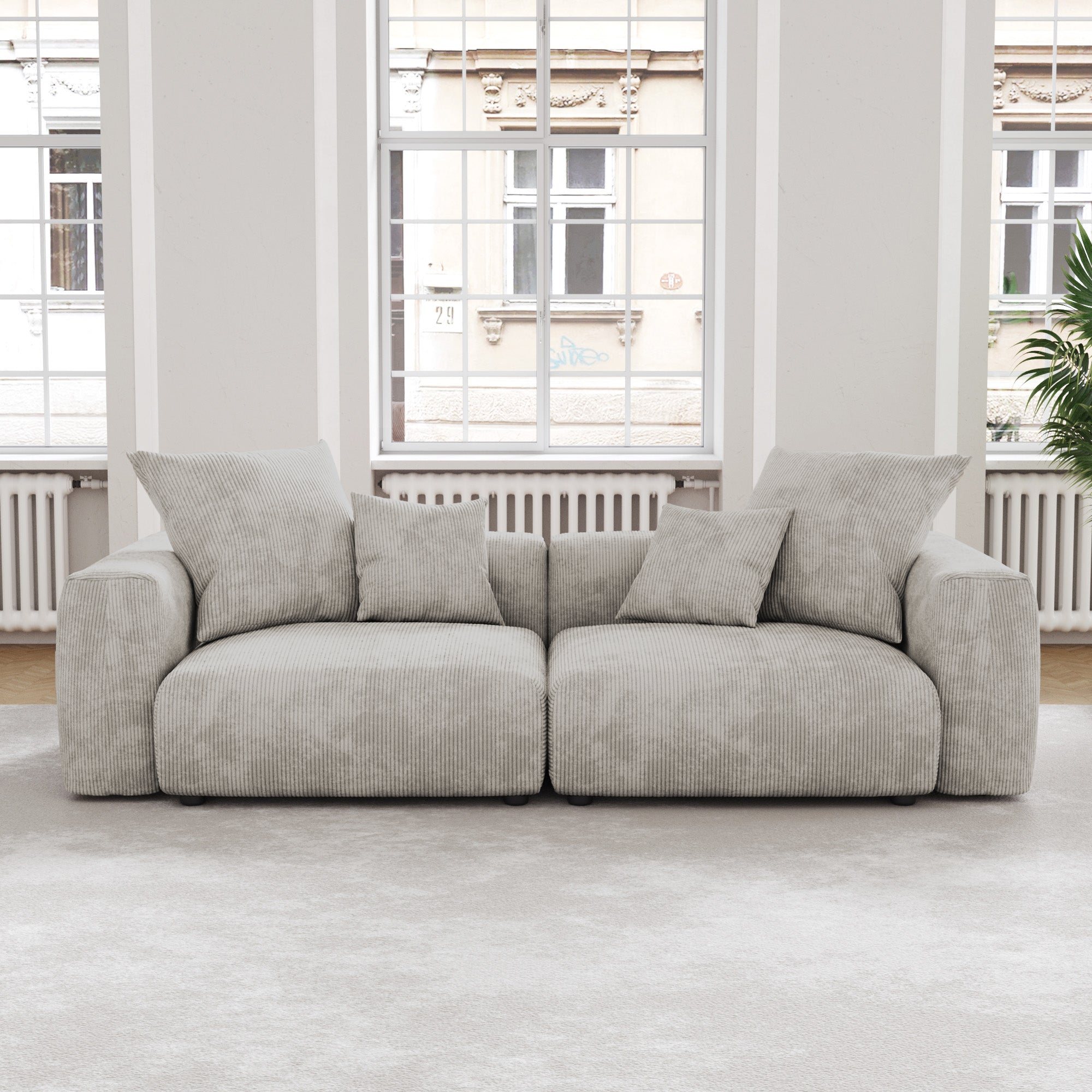 Convertible Sectional Sofa Modular Couch, Modern Corduroy Sofa, SF126