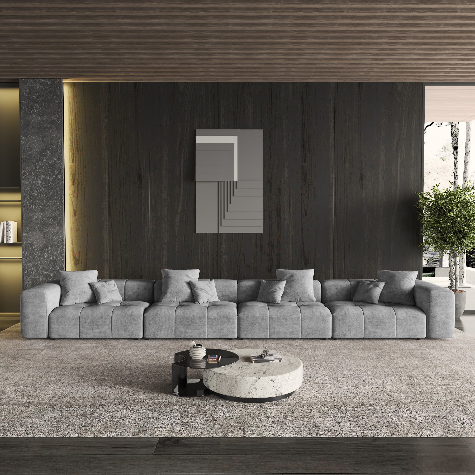 Modern Linen Sectional Sofa Cloud Couch