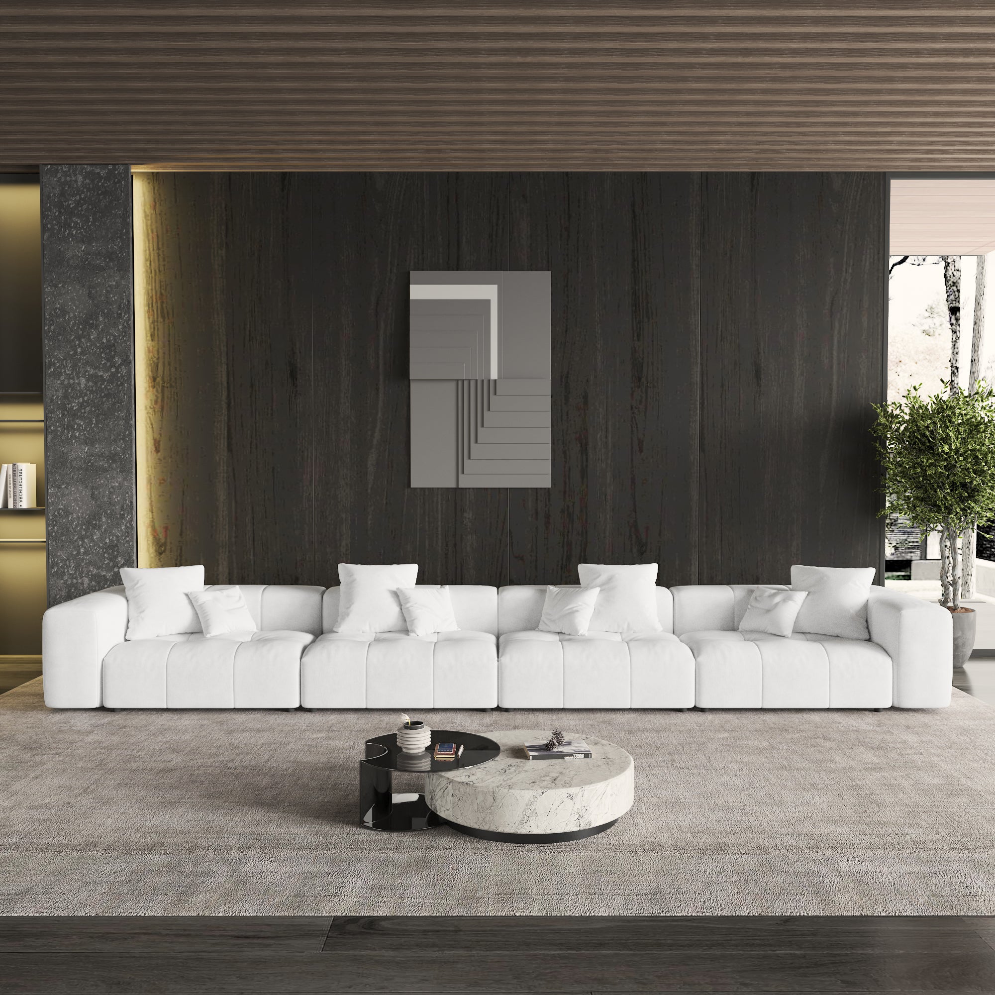 Modern Linen Sectional Sofa Cloud Couch