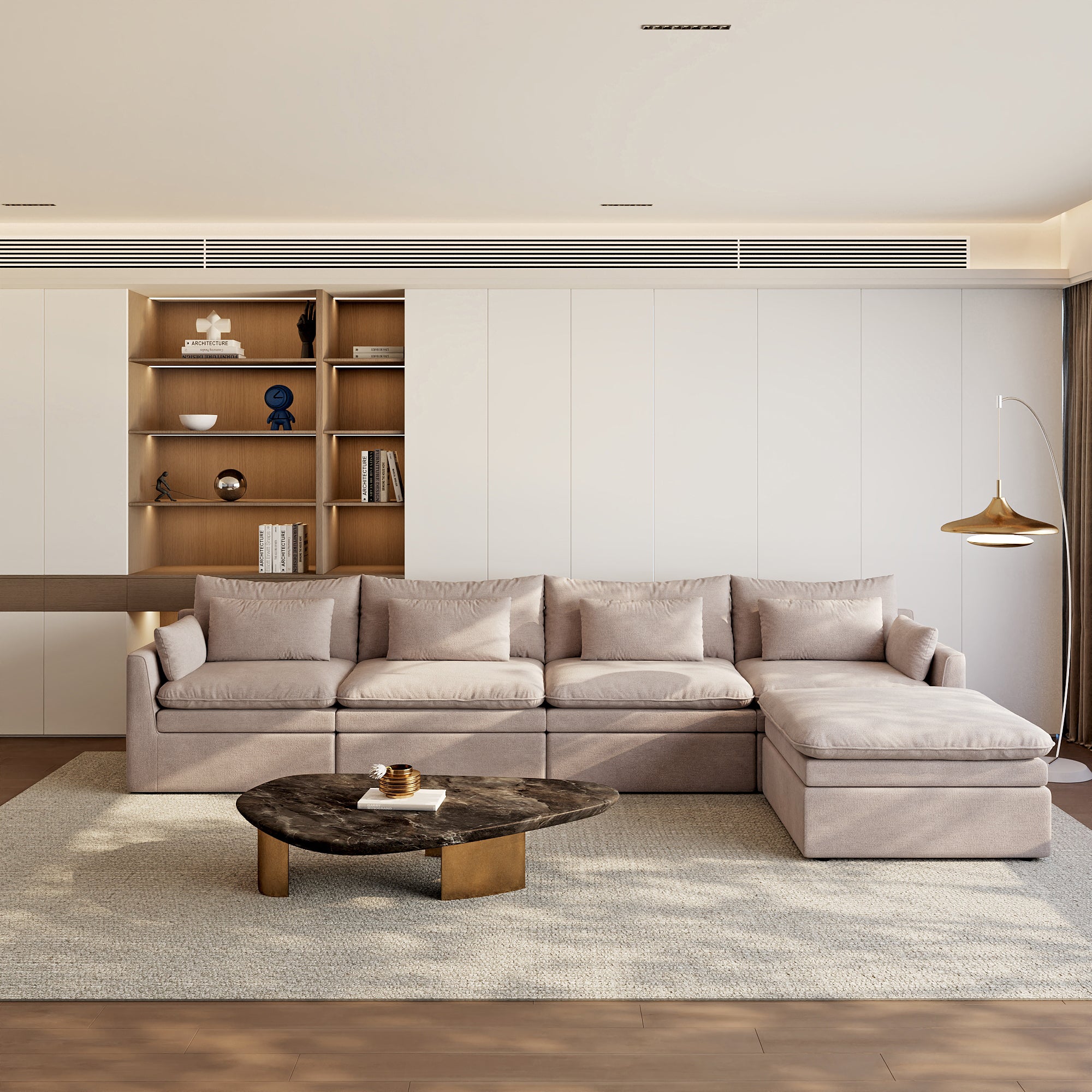 Modular Sectional Sofa, Cloud Couch, Deep Seat Sectional Couch for Living Room