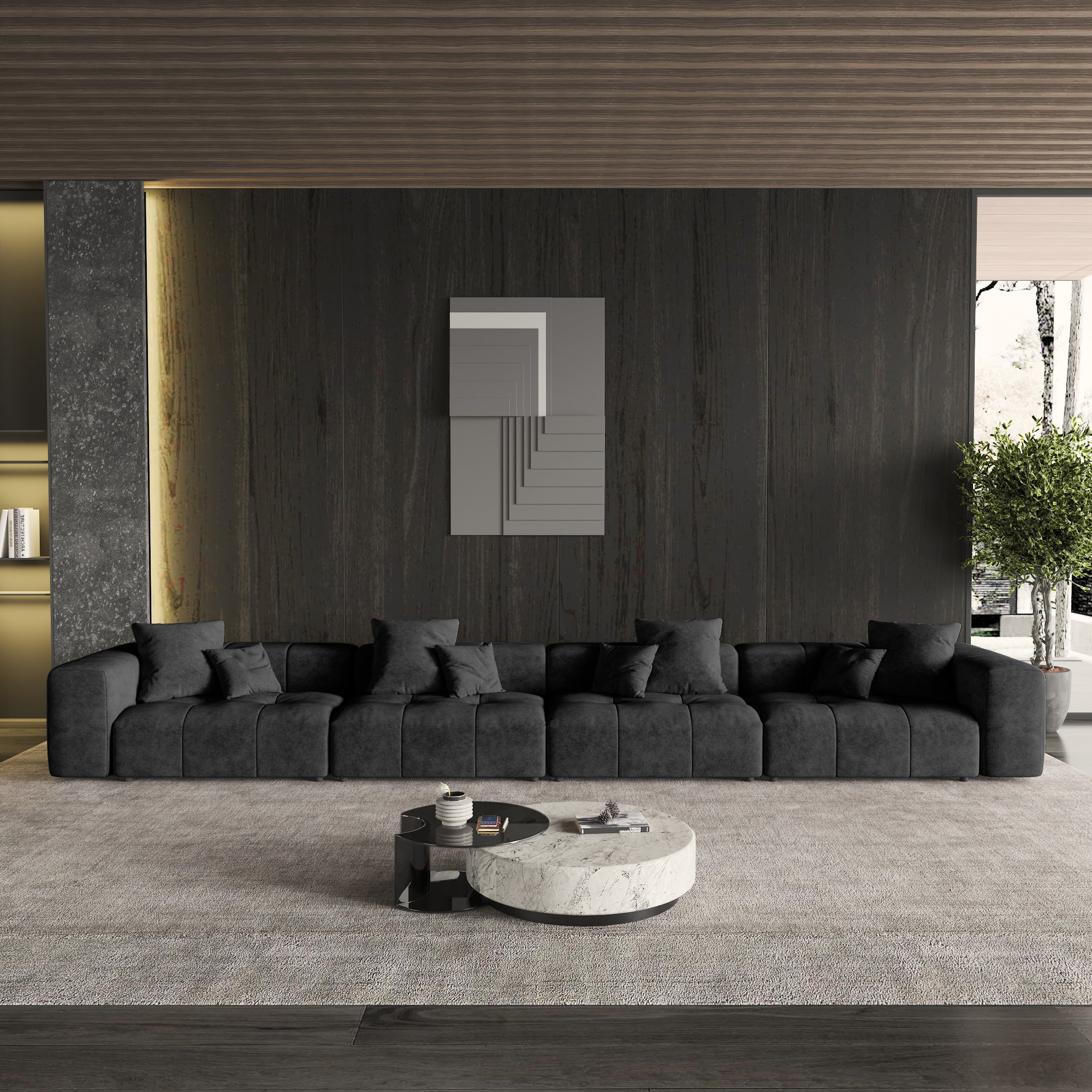 Modern Linen Sectional Sofa Cloud Couch