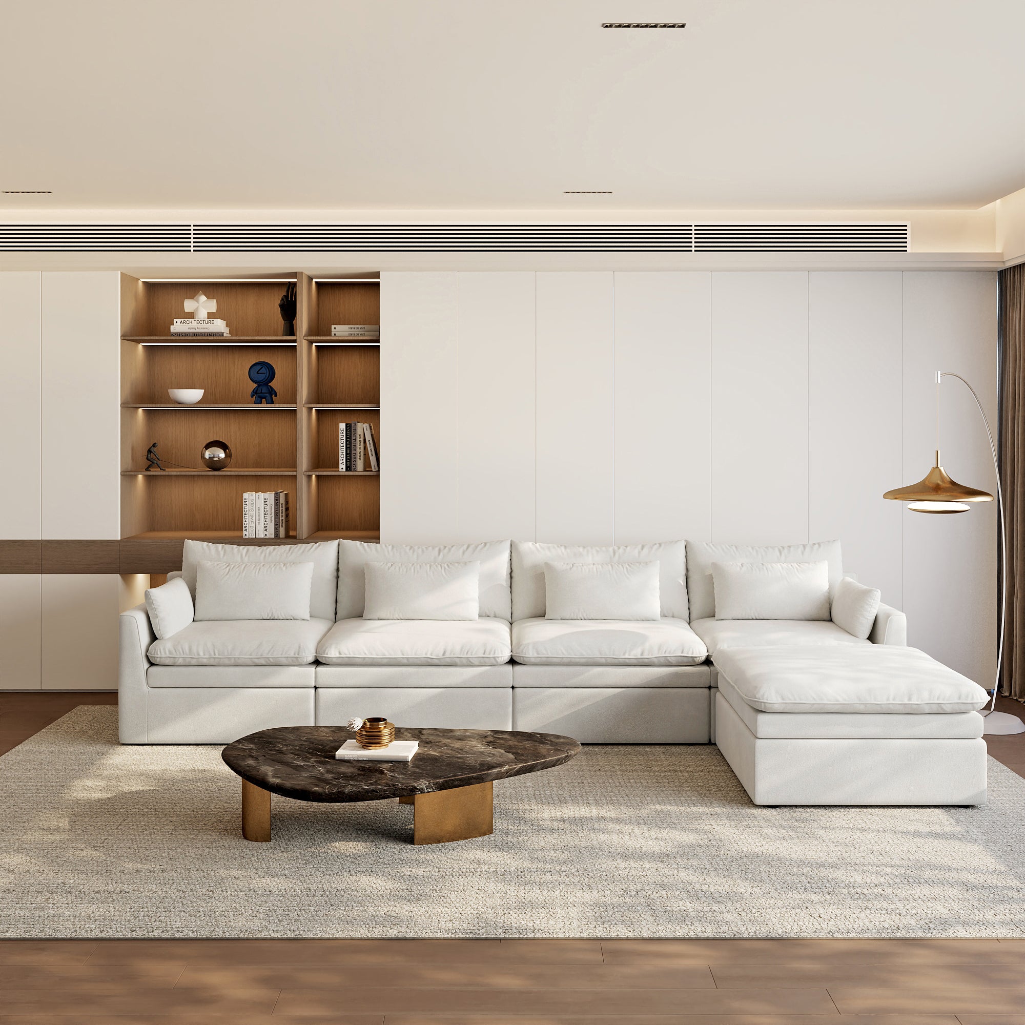 Modular Sectional Sofa, Cloud Couch, Deep Seat Sectional Couch for Living Room