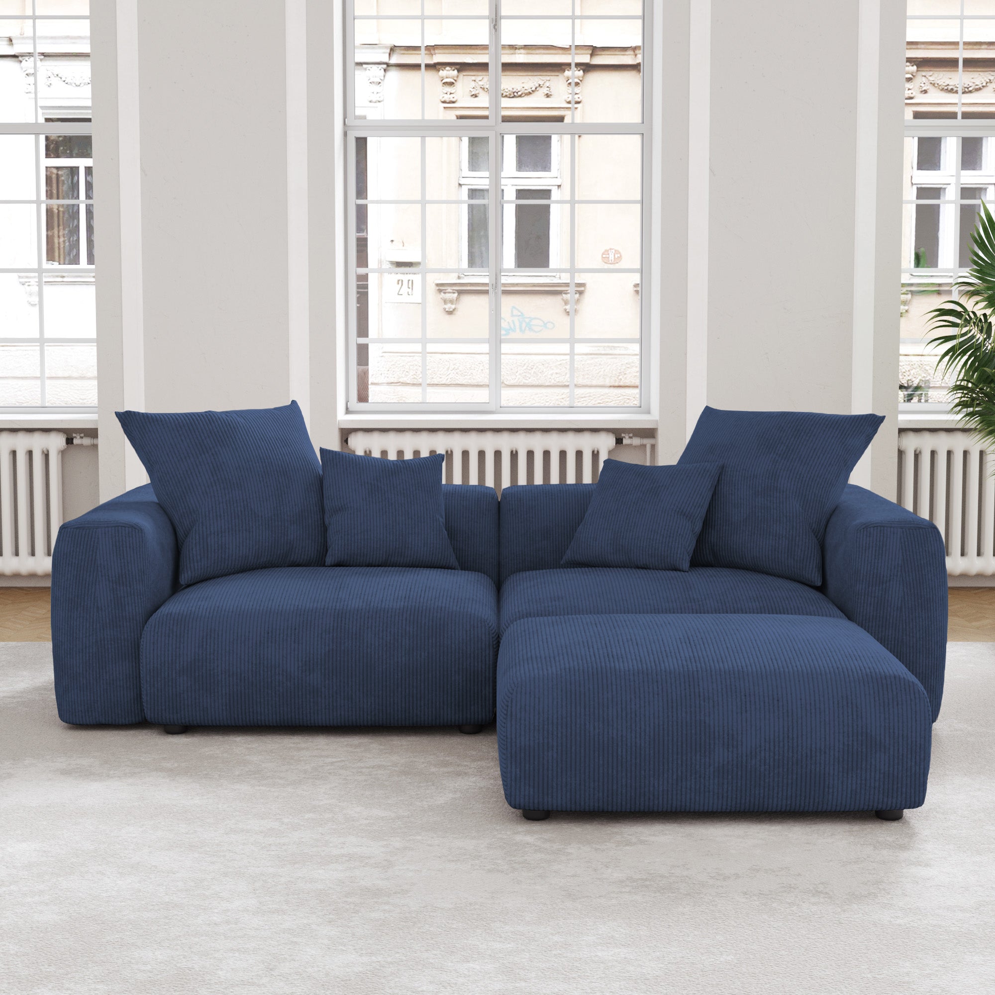 Convertible Sectional Sofa Modular Couch, Modern Corduroy Sofa, SF126