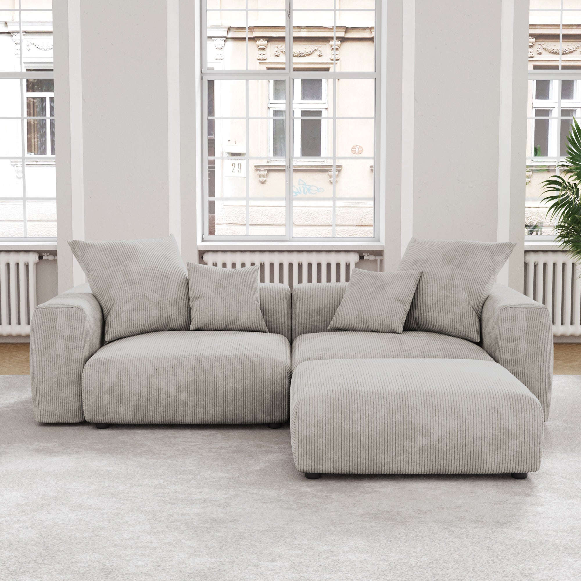 Convertible Sectional Sofa Modular Couch, Modern Corduroy Sofa, SF126
