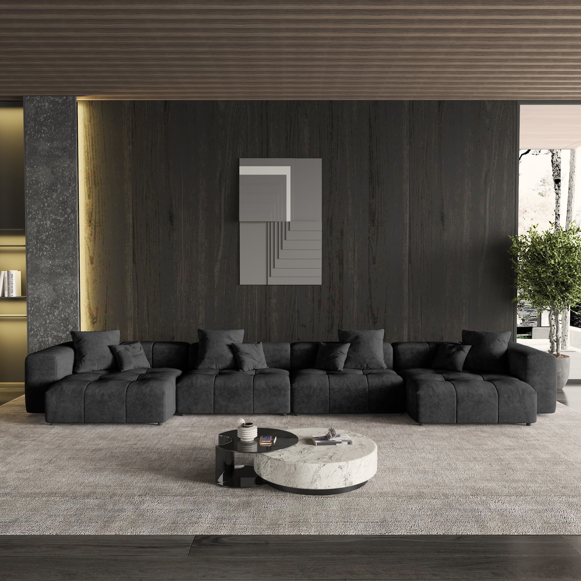 Modern Linen Sectional Sofa Cloud Couch