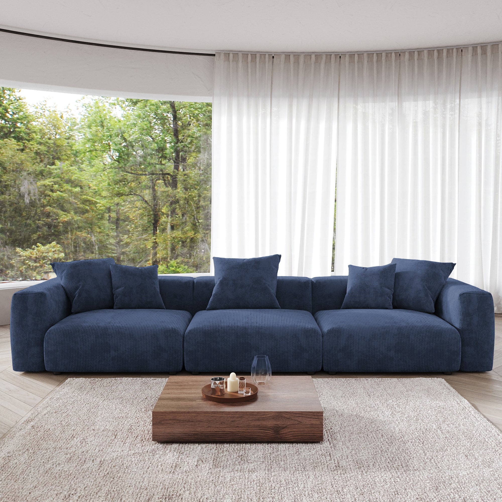 Convertible Sectional Sofa Modular Couch, Modern Corduroy Sofa, SF126