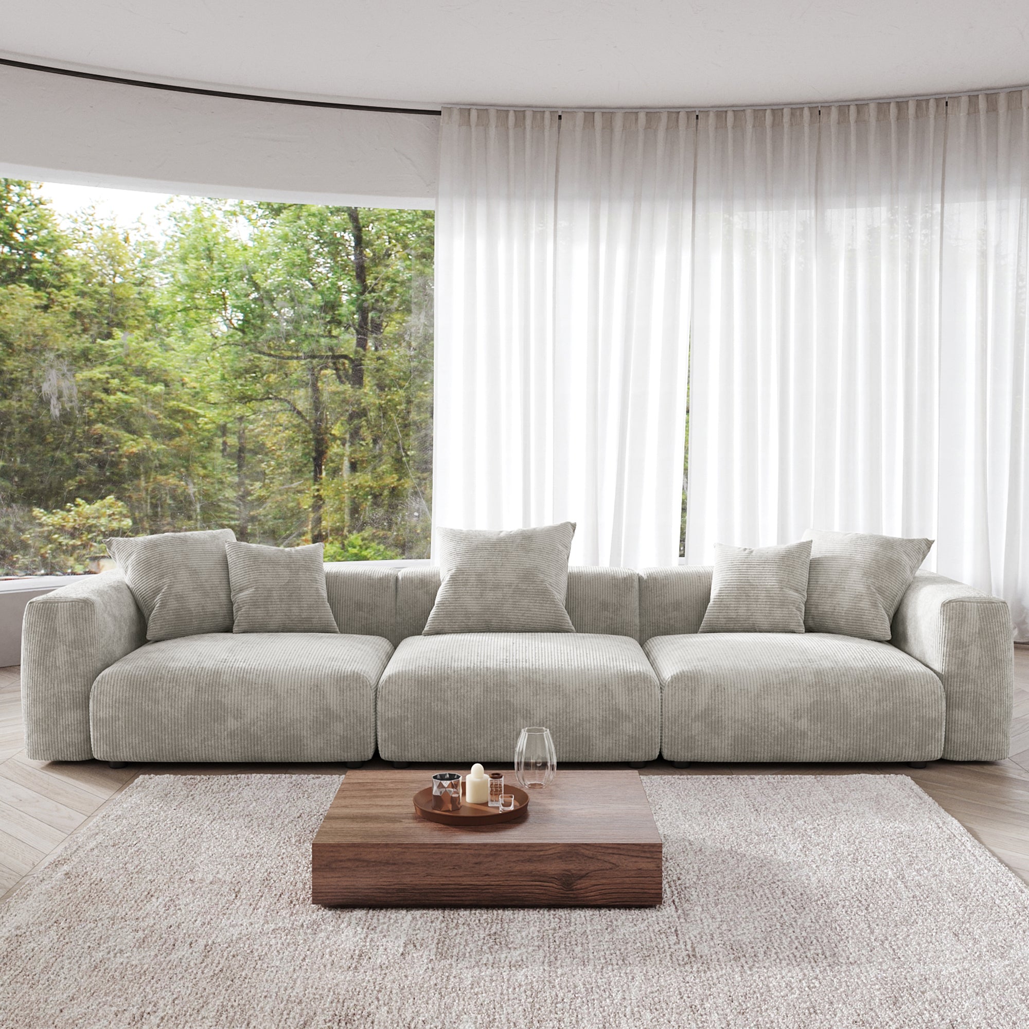Convertible Sectional Sofa Modular Couch, Modern Corduroy Sofa, SF126