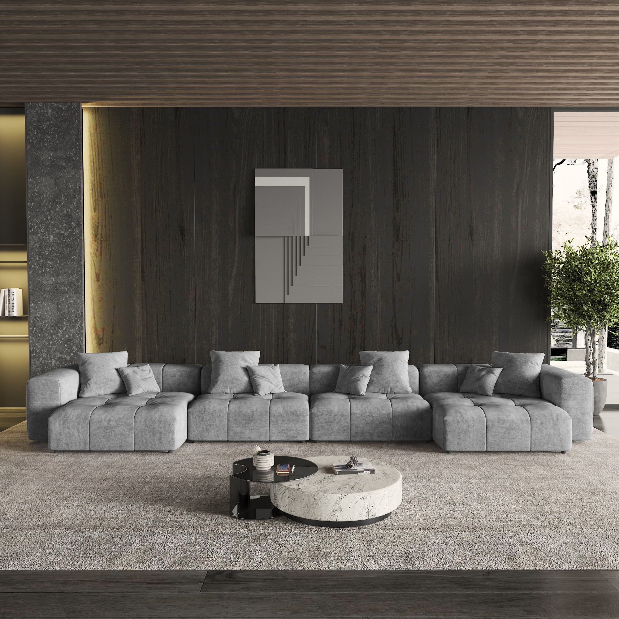 Modern Linen Sectional Sofa Cloud Couch