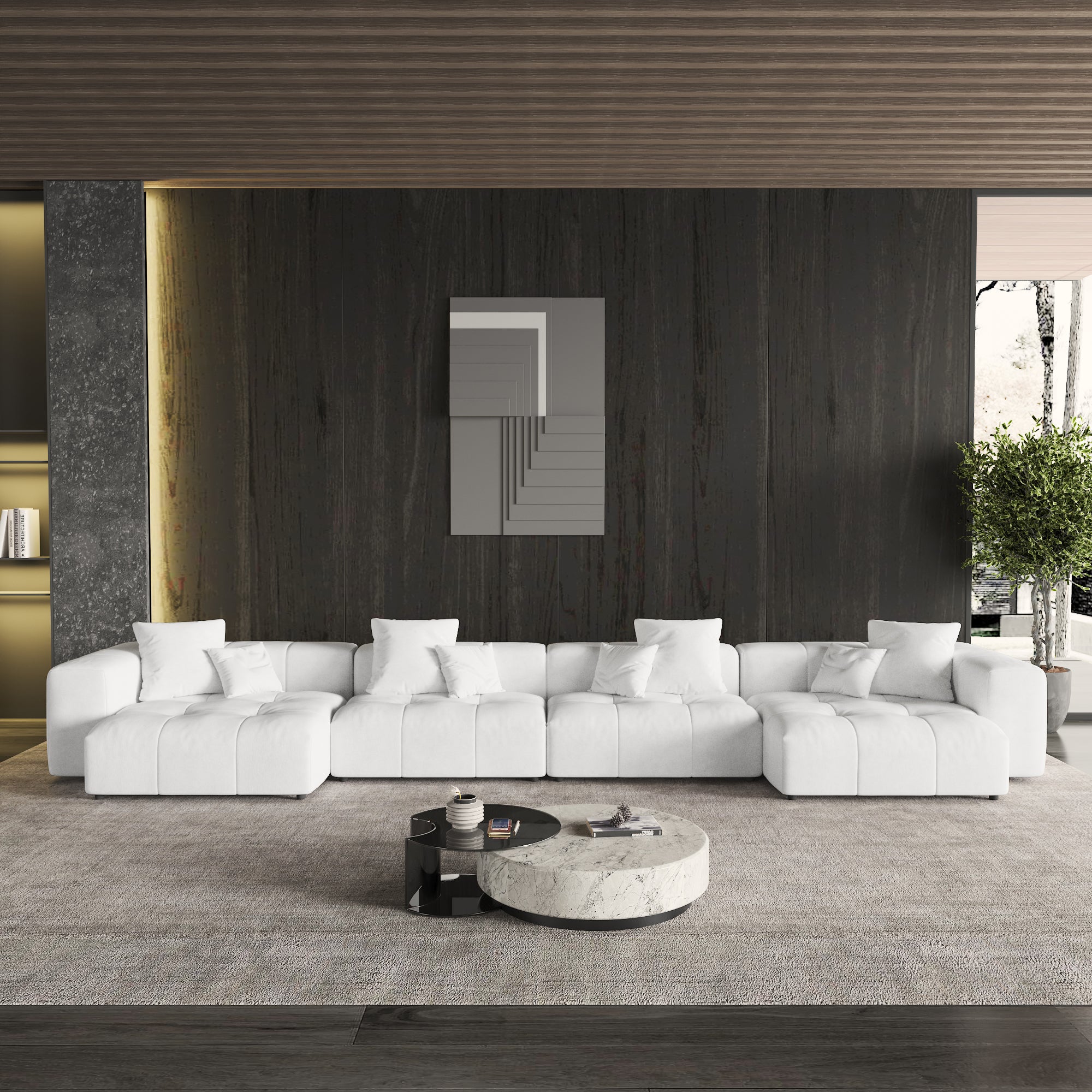 Modern Linen Sectional Sofa Cloud Couch