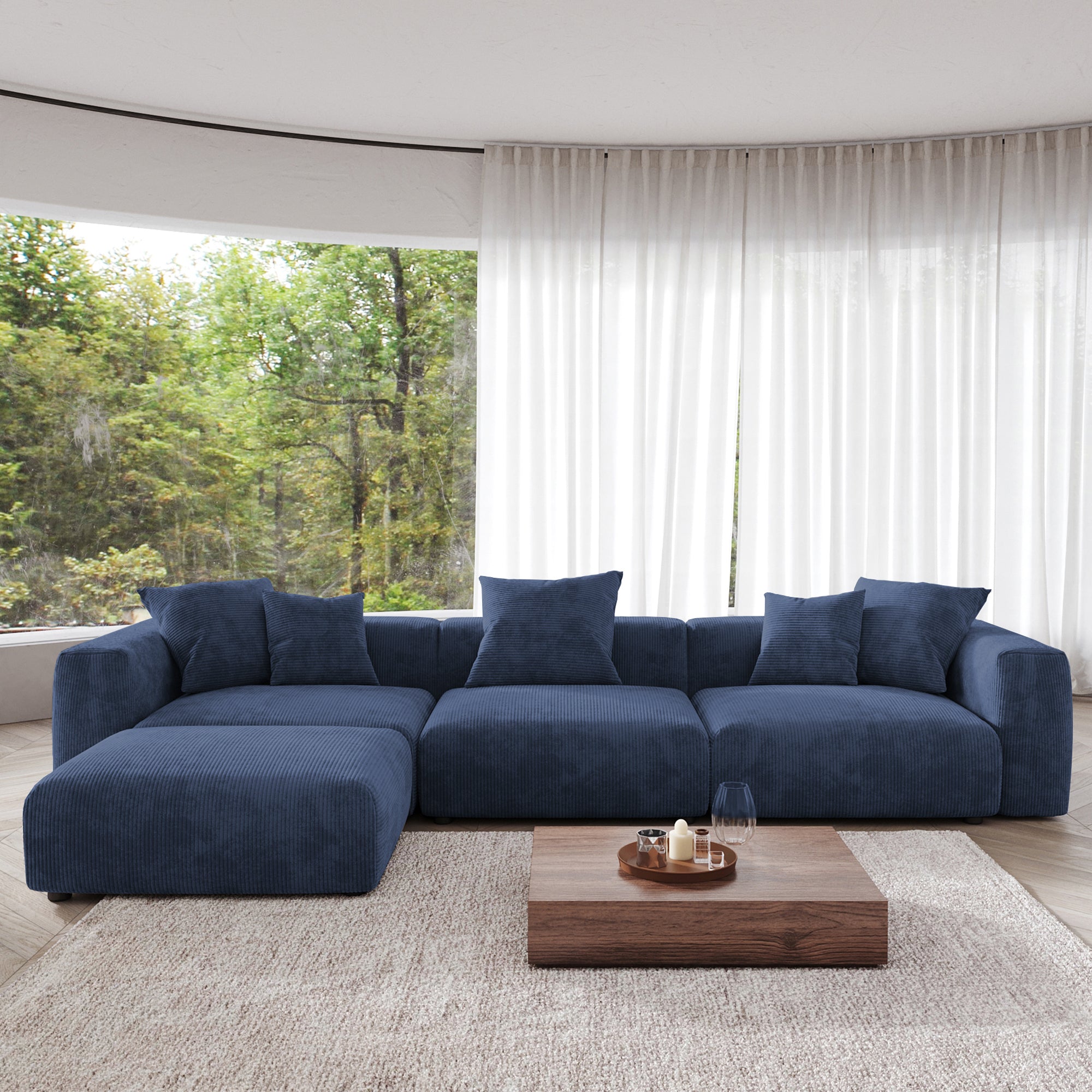 Convertible Sectional Sofa Modular Couch, Modern Corduroy Sofa, SF126