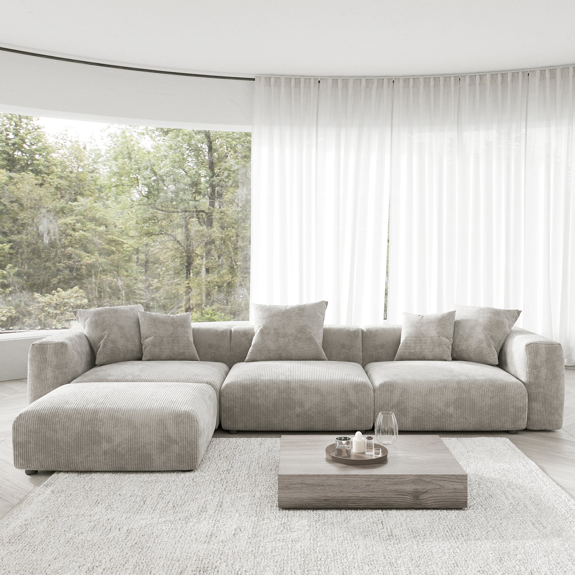 Convertible Sectional Sofa Modular Couch, Modern Corduroy Sofa, SF126