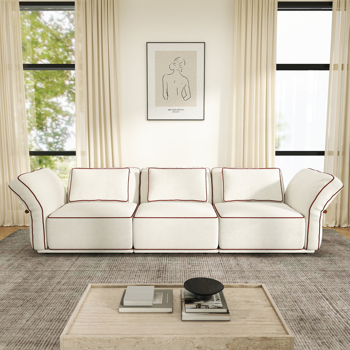 4-Seat L-Sectional Dimensions layout