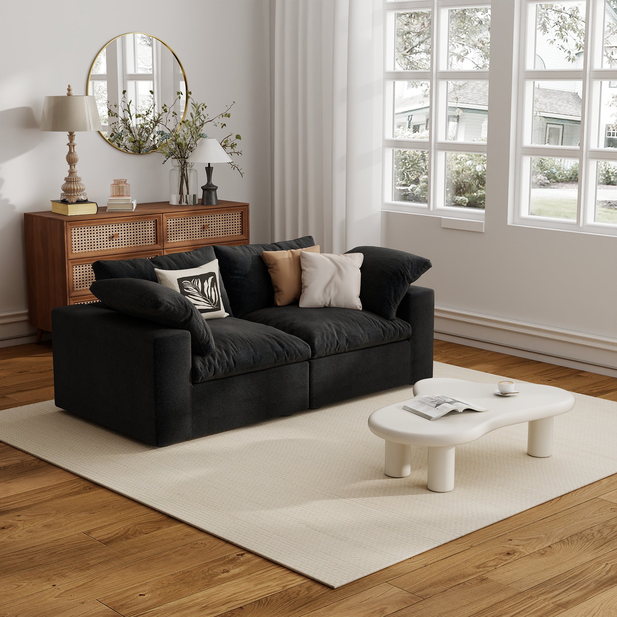 Sofa Couch, Cloud Modular Sectional Sofa, L Shaped Linen Modern Comfy for Living Room, Apartment, Office, DIY Combination, SF121