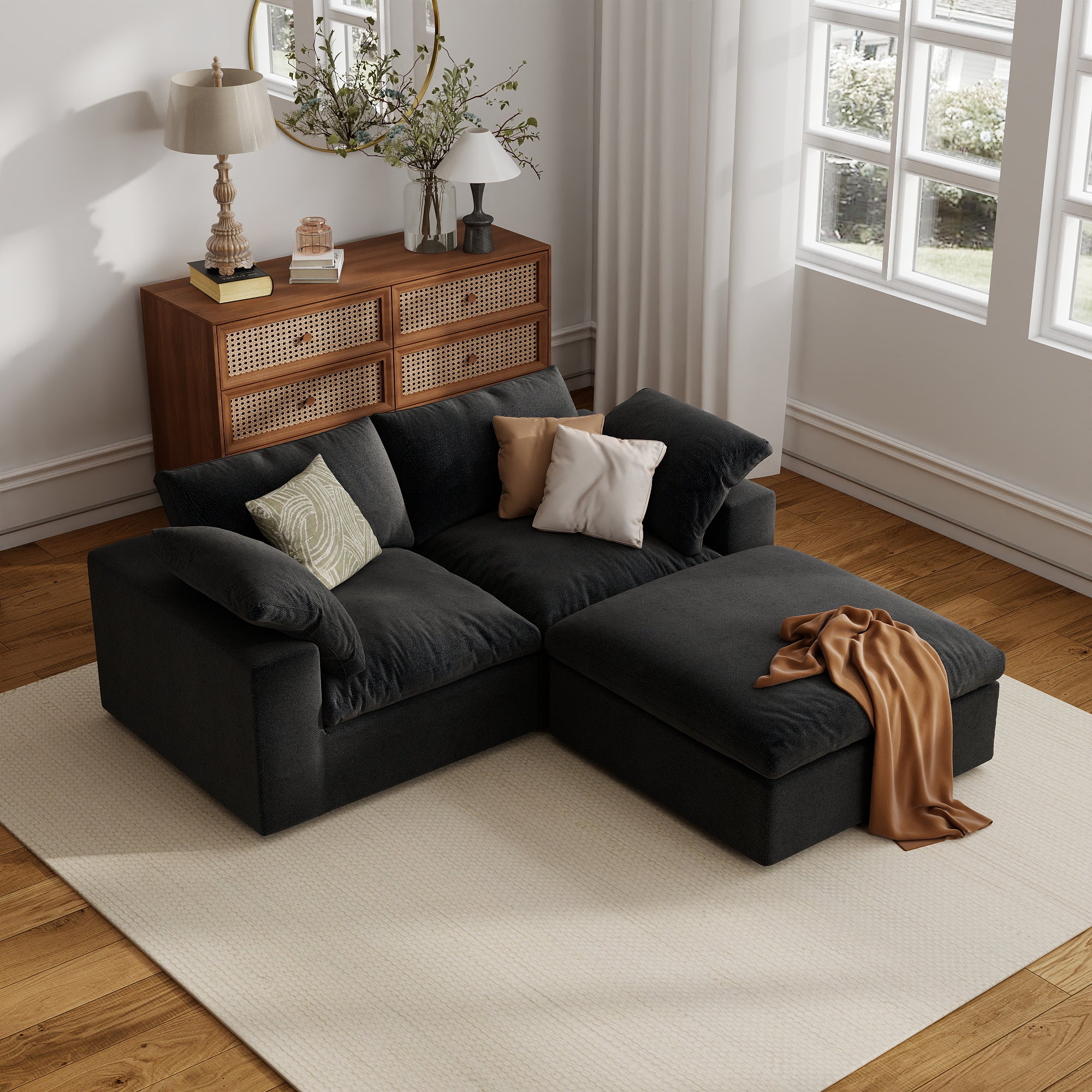 Sofa Couch, Cloud Modular Sectional Sofa, L Shaped Linen Modern Comfy for Living Room, Apartment, Office, DIY Combination, SF121