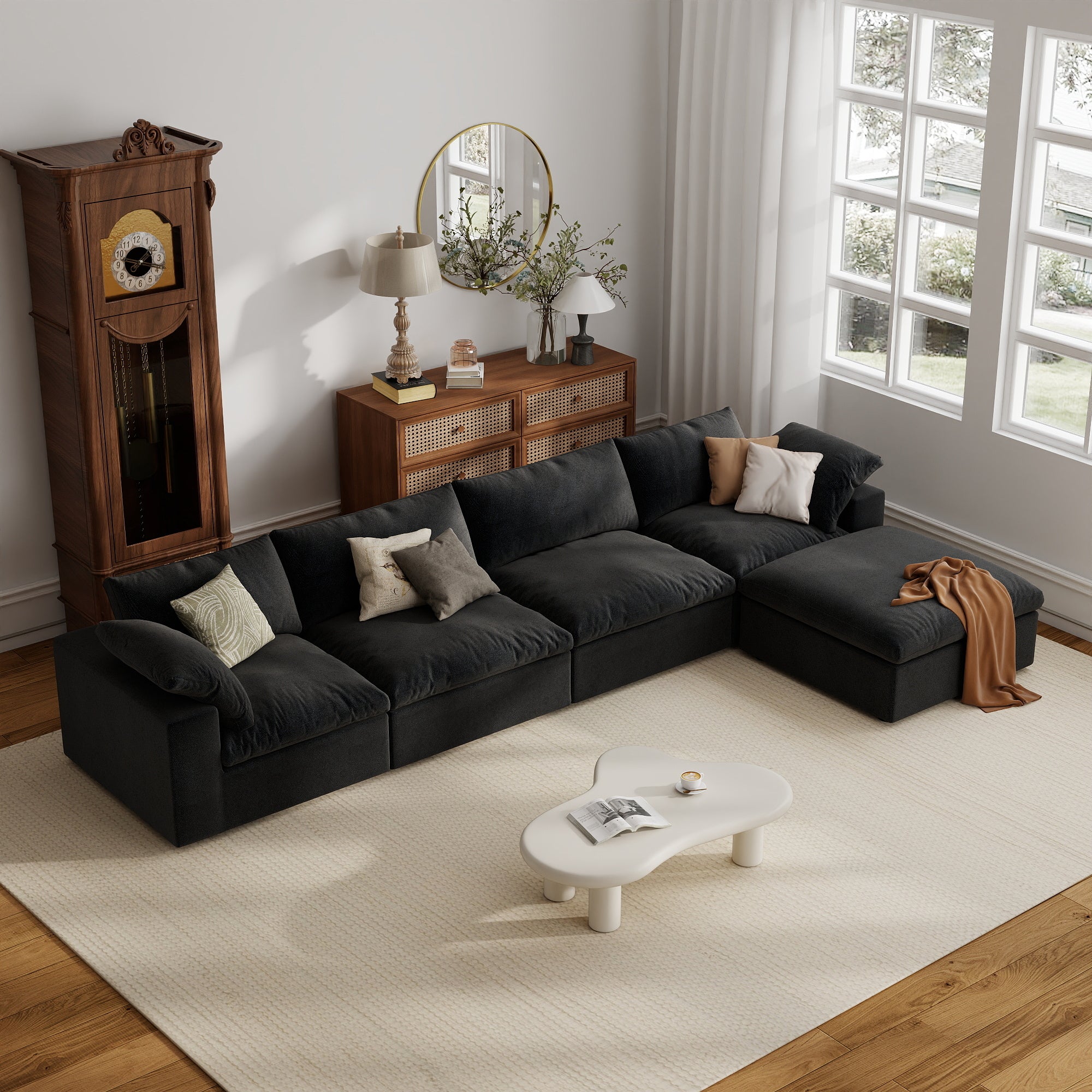 Sofa Couch, Cloud Modular Sectional Sofa, L Shaped Linen Modern Comfy for Living Room, Apartment, Office, DIY Combination, SF121
