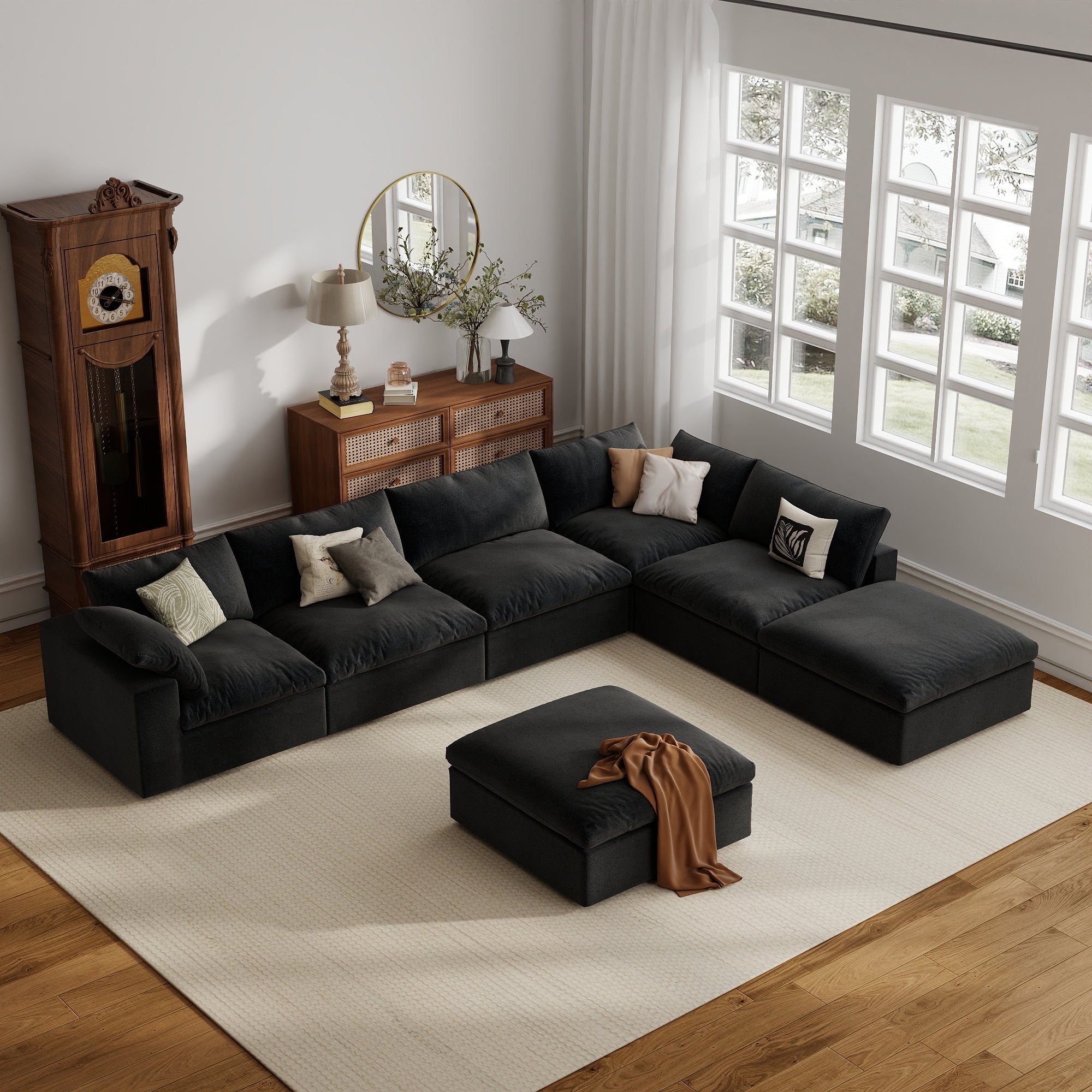 Sofa Couch, Cloud Modular Sectional Sofa, L Shaped Linen Modern Comfy for Living Room, Apartment, Office, DIY Combination, SF121