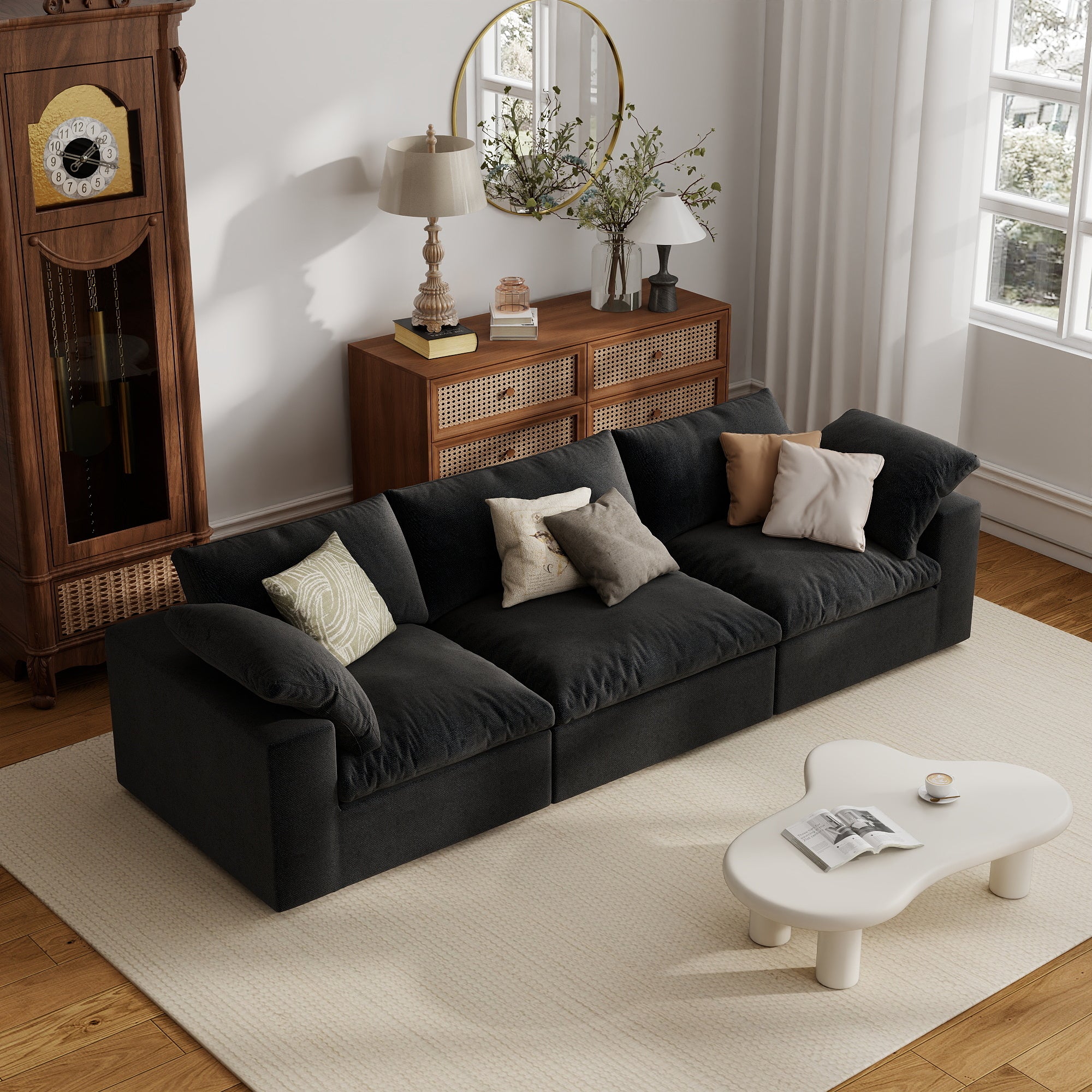 Sofa Couch, Cloud Modular Sectional Sofa, L Shaped Linen Modern Comfy for Living Room, Apartment, Office, DIY Combination, SF121
