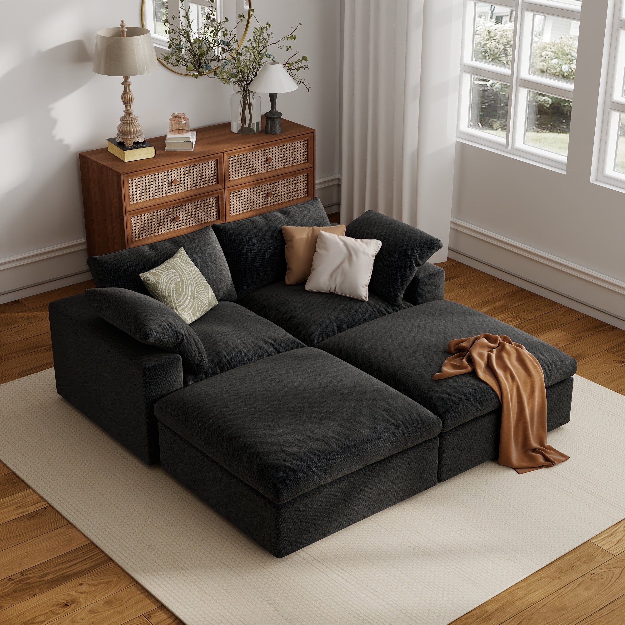 Sofa Couch, Cloud Modular Sectional Sofa, L Shaped Linen Modern Comfy for Living Room, Apartment, Office, DIY Combination, SF121