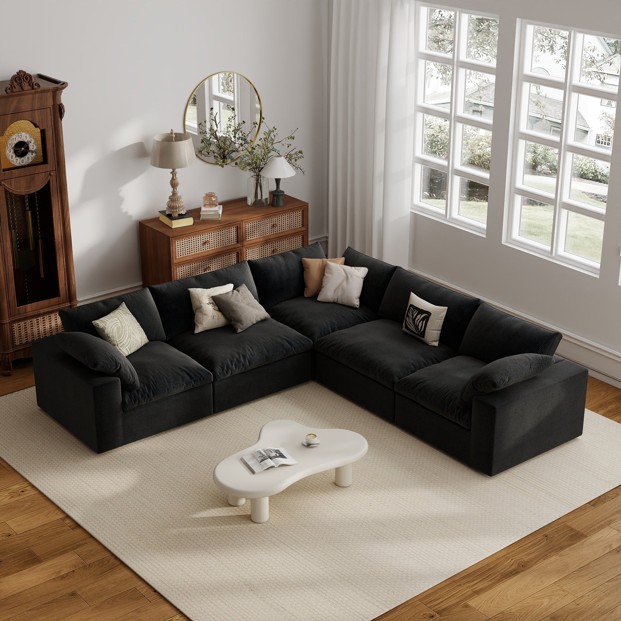 Sofa Couch, Cloud Modular Sectional Sofa, L Shaped Linen Modern Comfy for Living Room, Apartment, Office, DIY Combination, SF121
