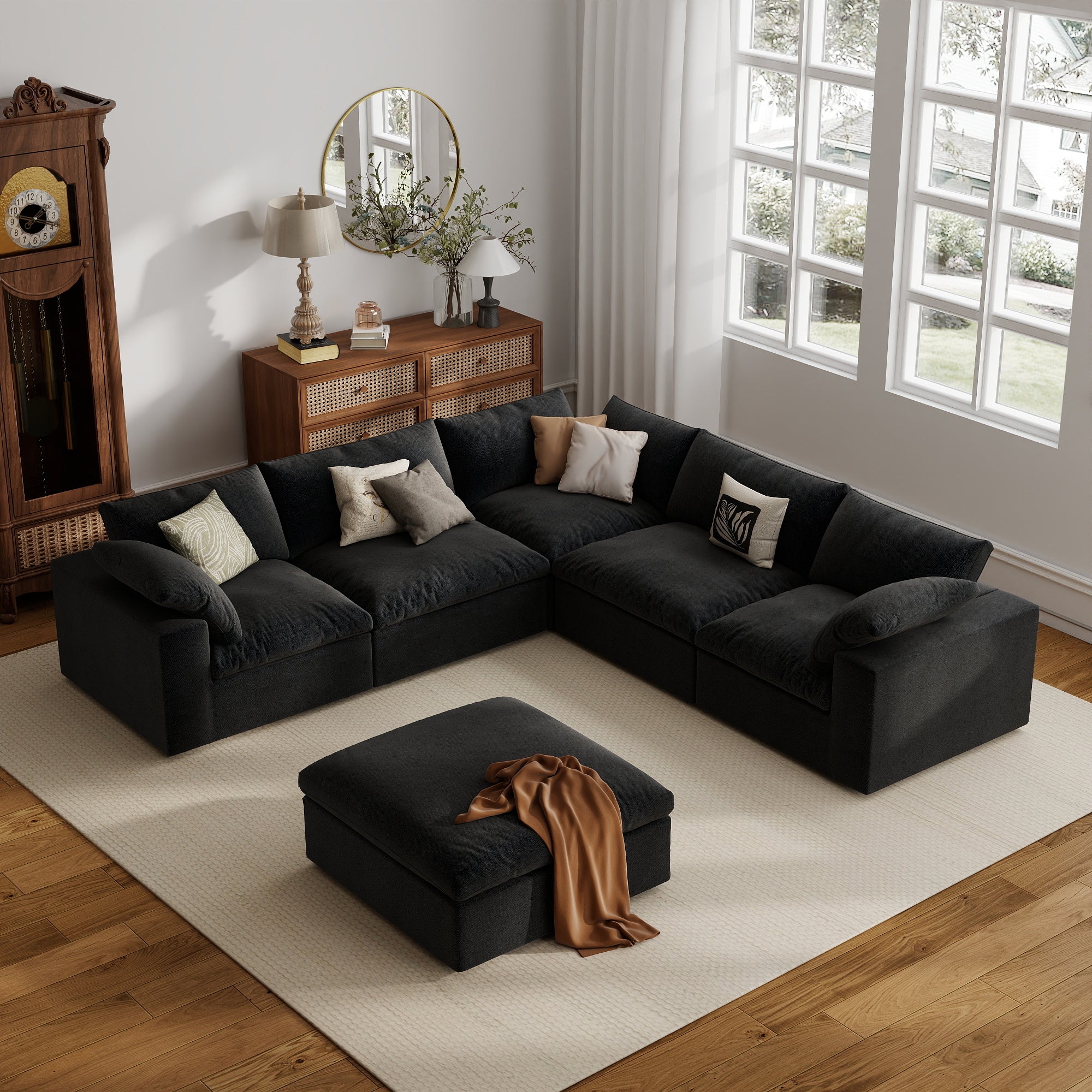 Sofa Couch, Cloud Modular Sectional Sofa, L Shaped Linen Modern Comfy for Living Room, Apartment, Office, DIY Combination, SF121