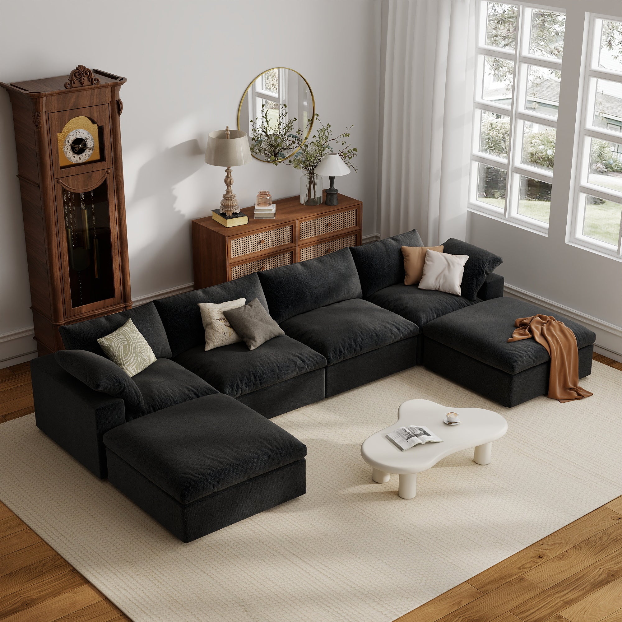 Sofa Couch, Cloud Modular Sectional Sofa, L Shaped Linen Modern Comfy for Living Room, Apartment, Office, DIY Combination, SF121