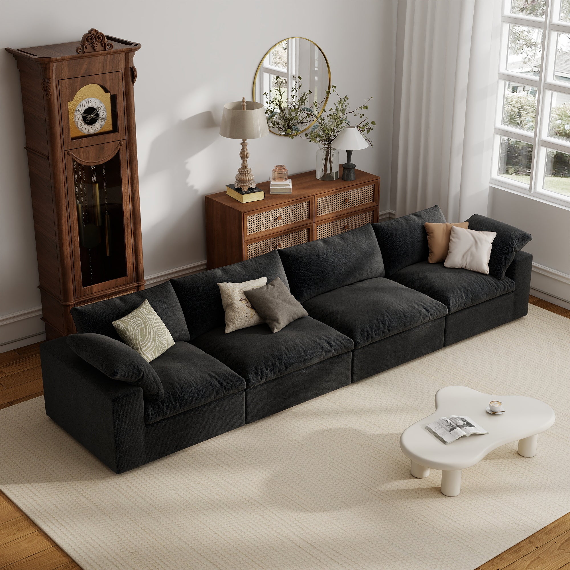 Sofa Couch, Cloud Modular Sectional Sofa, L Shaped Linen Modern Comfy for Living Room, Apartment, Office, DIY Combination, SF121